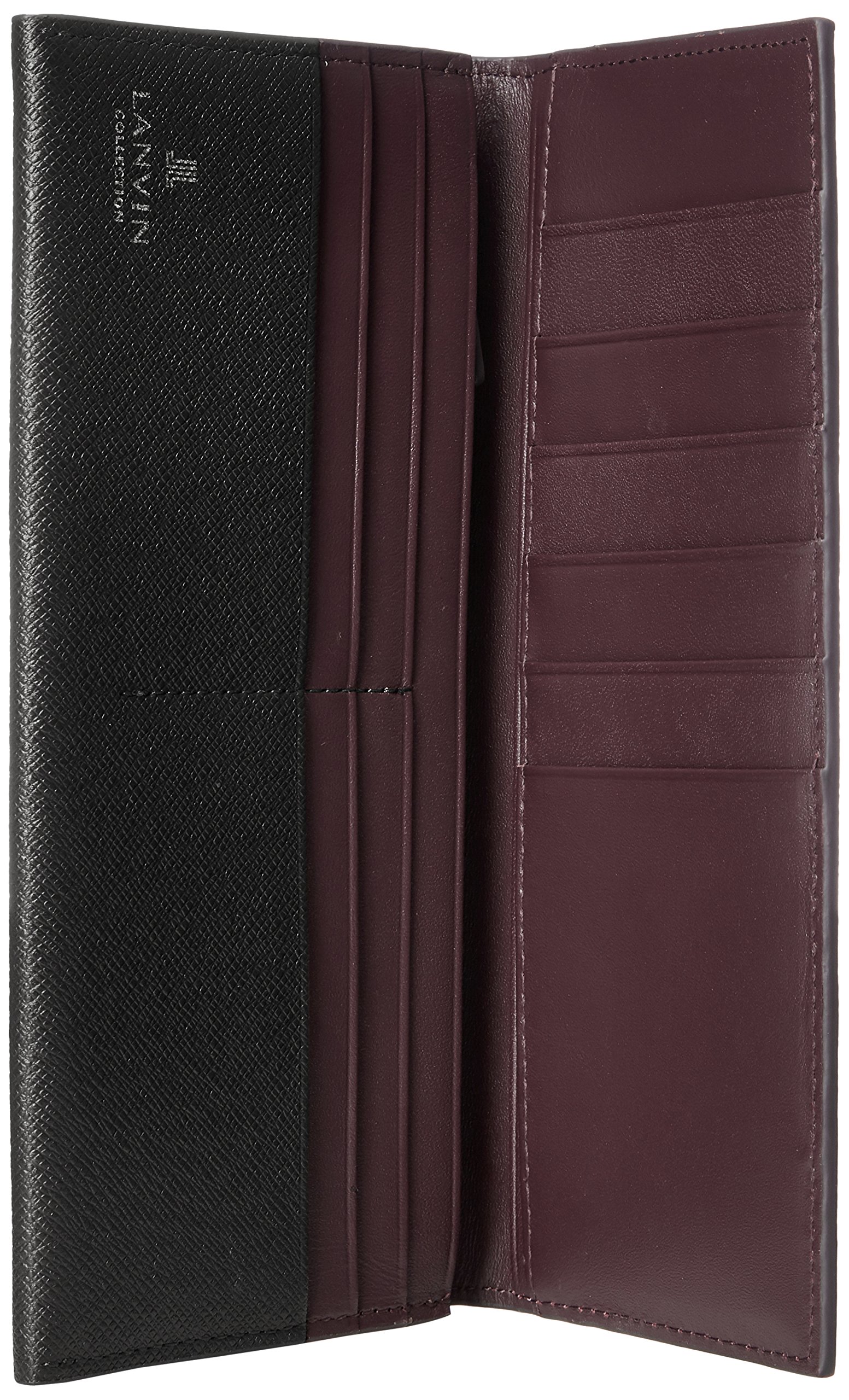LANVIN COLLECTION Men's Quurulu De Van Bifold Long Wallet - Premium Leather RFID Blocking Slim Wallet for Business & Travel