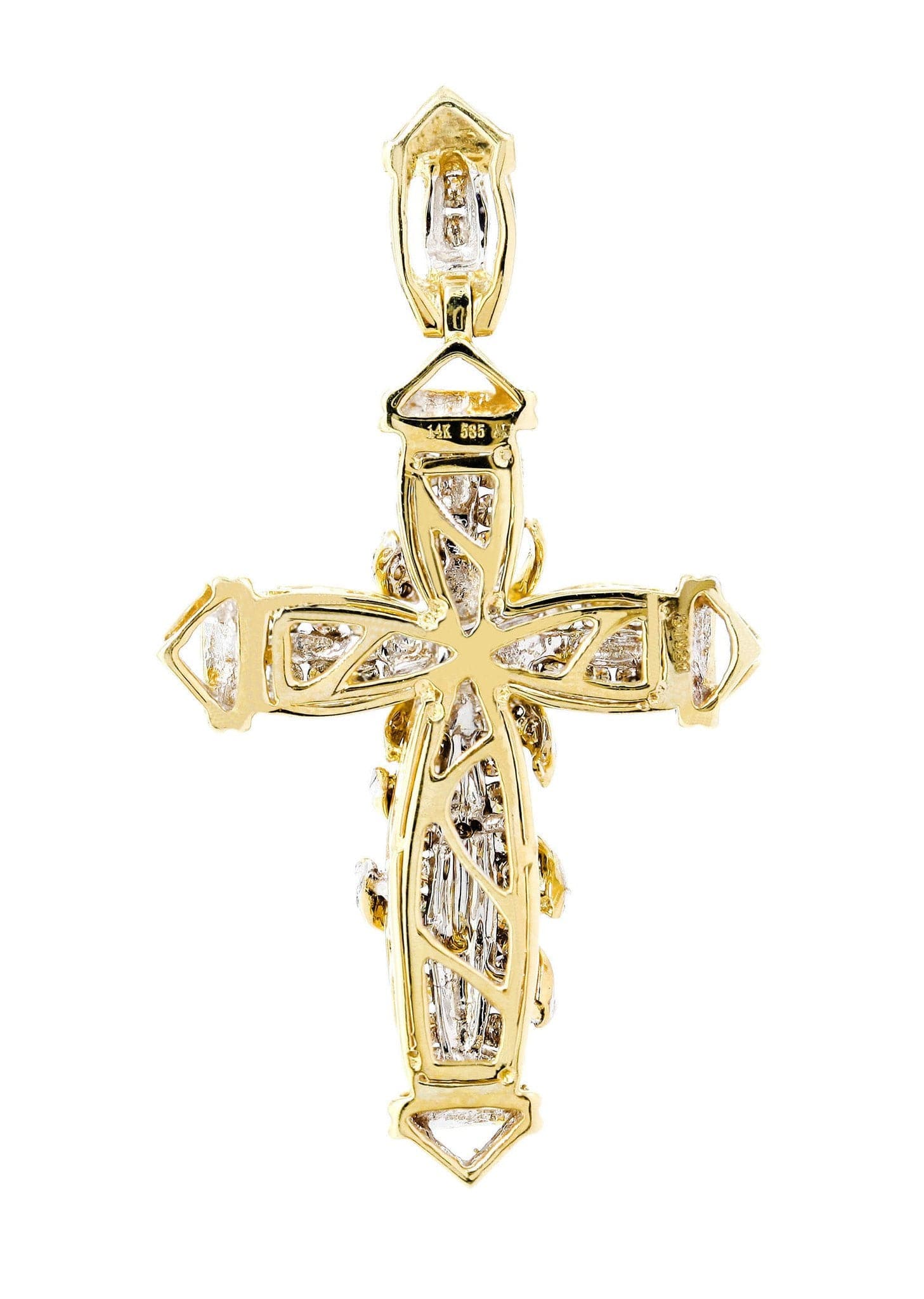 0.7 Carat Diamond Cross Pendant Necklace - 8.38 Grams Solid Gold Religious Jewelry for Women - Perfect for Baptism, First Communion & Easter Gifts