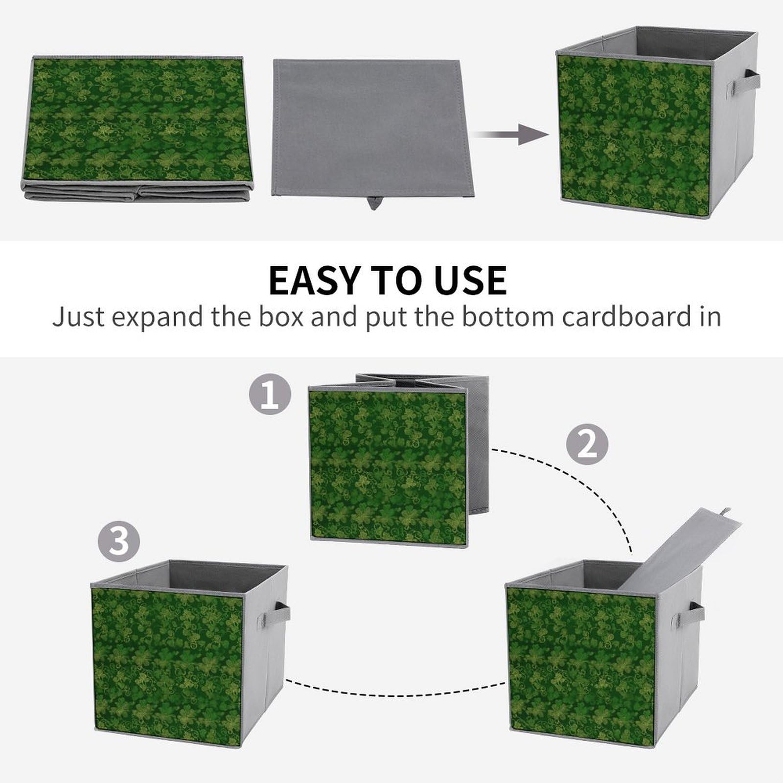 6-Piece Collapsible Storage Bins with Handles - St. Patrick's Day Glitter Printed Organizing Baskets for Shelves, Closet, Bathroom & Home Decor | Space-Saving Foldable Storage Containers for Household Organization