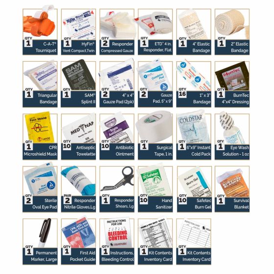 North American Rescue Trauma & First Aid Kit (TFAK) - Complete Emergency Medical Supplies for Home, Car & Outdoor Survival | Bleeding Control & Wound Care Essentials