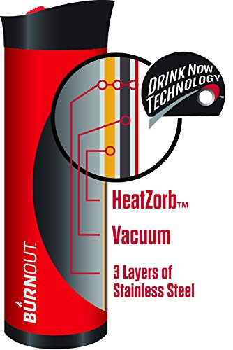 BURNOUT 16 oz Temperature Regulating Travel Mug with HeatZorb Technology - Black Insulated Coffee Cup for Hot & Cold Drinks | Perfect for Commuting, Office Use & Outdoor Activities