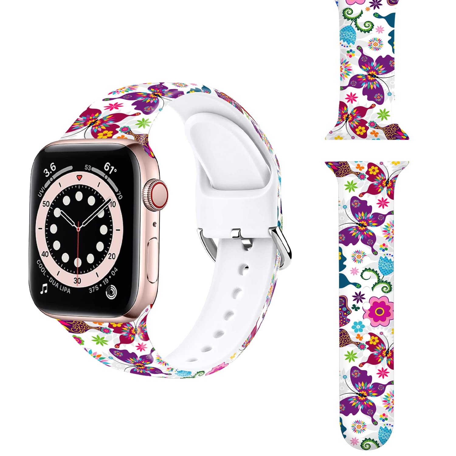 Soft Silicone Sport Band Compatible with Apple Watch Series 7/6/5/4/3/2/1/SE - 38mm 40mm 41mm 42mm 44mm 45mm Sizes for Women & Men - Perfect for Workouts, Running & Everyday Wear