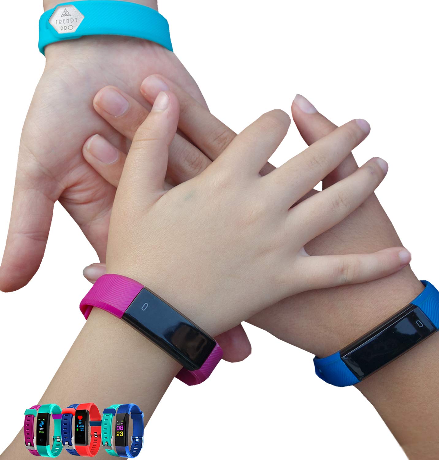 Kids Fitness Tracker - Smart Watch with Step Counter, Sleep Monitor & Notifications for Boys & Girls | TRENDY PRO DELUXE (Blue/Black) | Perfect for School, Sports & Daily Activities