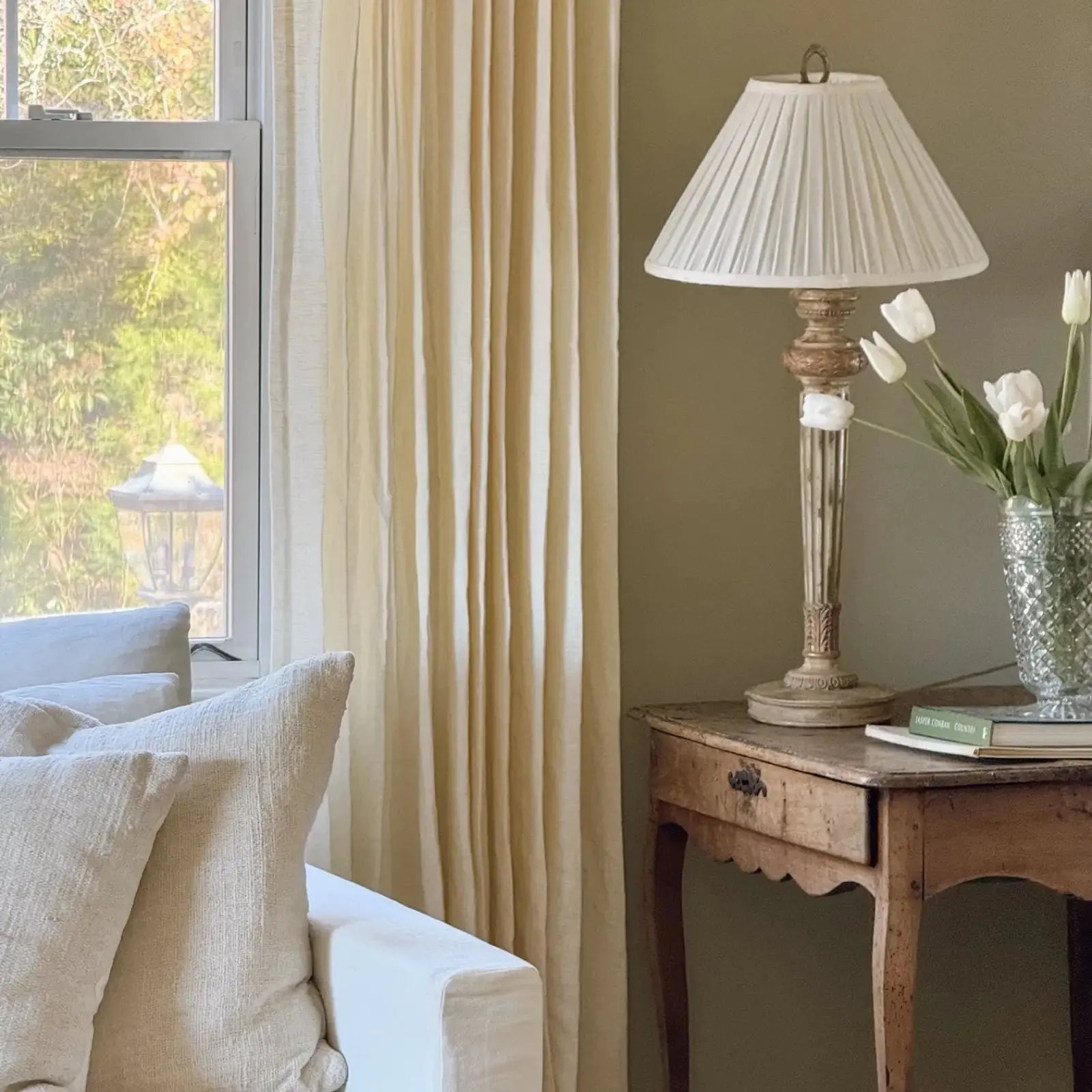 Premium Belgian Linen Flax Pleated Curtains - Blackout Drapes for Living Room & Bedroom - Eco-Friendly Natural Fiber Window Treatments for Home Decor