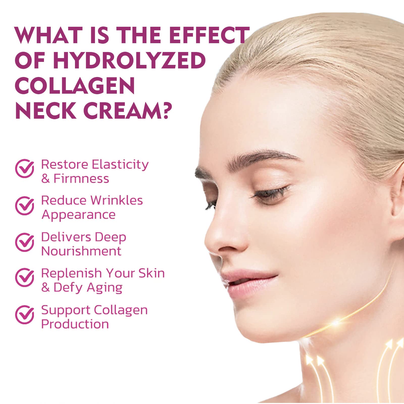 Hydrolyzed Collagen Neck Cream for Women - Anti-Aging Face & Neck Tightening Cream with Moisturizing & Firming Benefits | Spain Neckpon | Perfect for Night Routine & Wrinkle Reduction