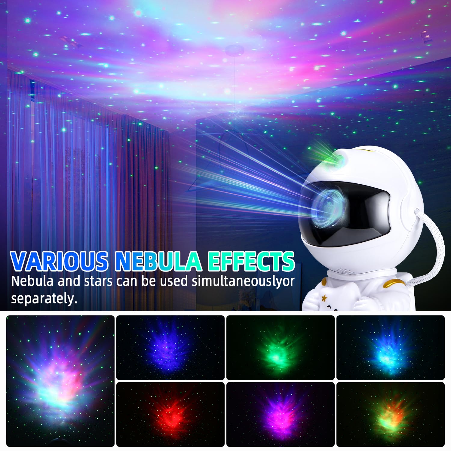TIDEVAN Astronaut Star Projector Lamp with 360° Rotation, Timer & Remote Control - Galaxy Night Light for Kids & Adults Bedroom, Nursery, Home Theater Decor, Relaxation & Sleep Aid