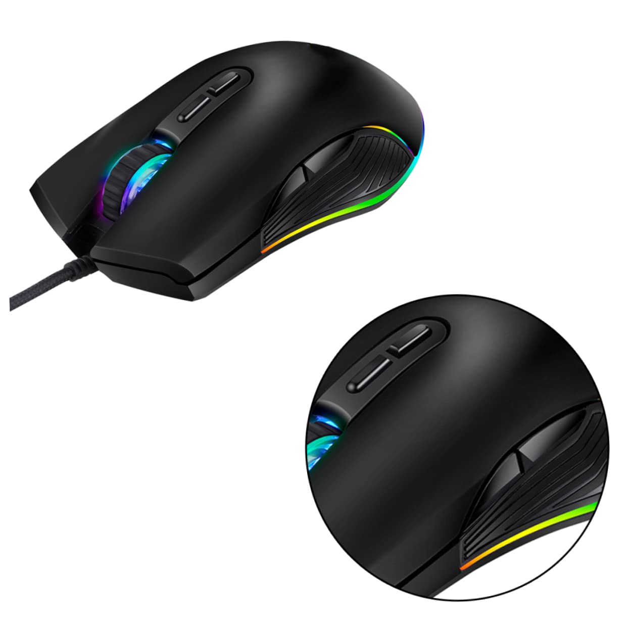 Gadpiparty 2-Pack RGB Gaming Mouse with 7 Buttons & 4 Lighting Modes - Wired Ergonomic PC Gaming Mouse for Laptop & Computer - Perfect for FPS, MMO & Office Work