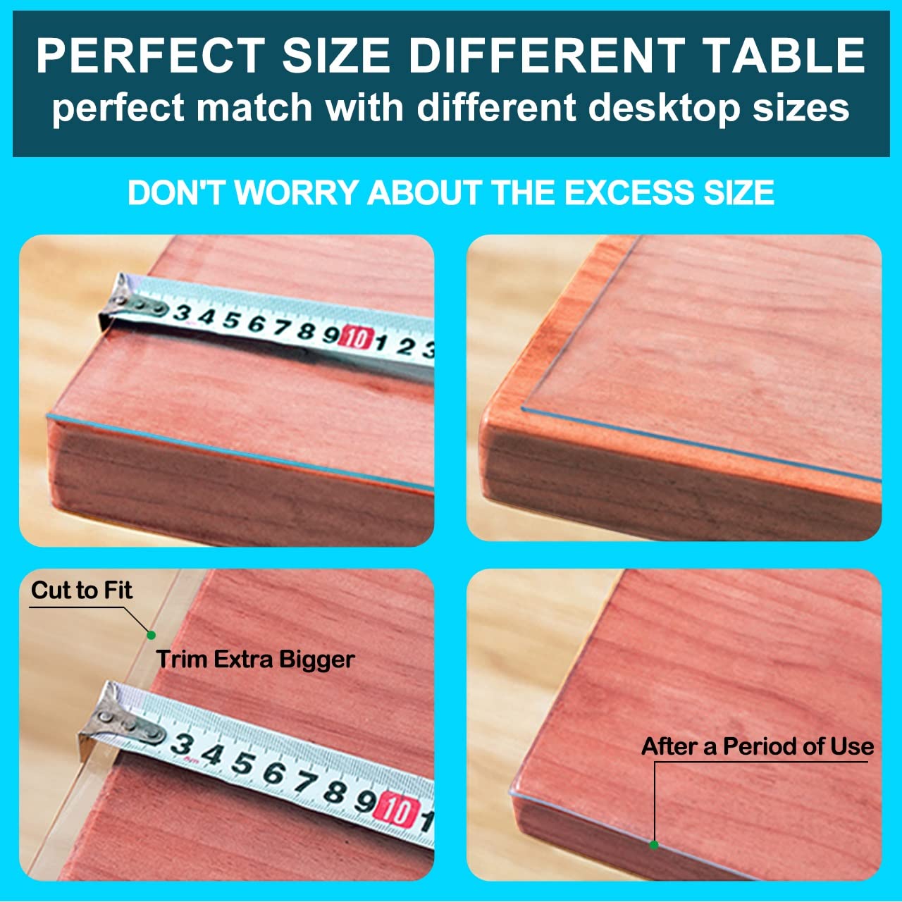 1.5mm Thick Clear PVC Table Cover Protector - 20x20 Inch Square Waterproof Plastic Tabletop Pad for End Tables, Nightstands, Side Tables - Non-Slip Surface for Patio, Garden, Painting & Office Desks - Durable Crystal Clear Protection for Indoor & Outdoor Use
