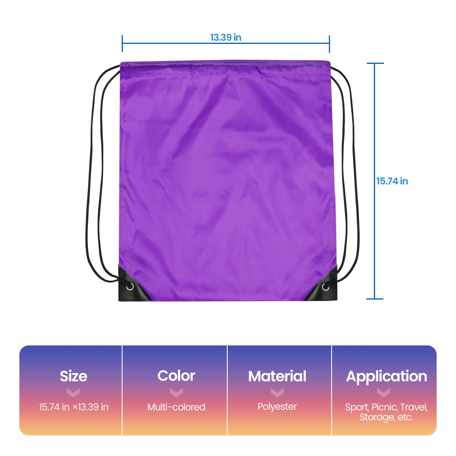 24-Pack Purple Drawstring Backpacks - Bulk Gym Bags for Men & Women, Lightweight Cinch Sackpack for Sports, Travel & Storage | Durable String Bags for School, Beach & Outdoor Activities