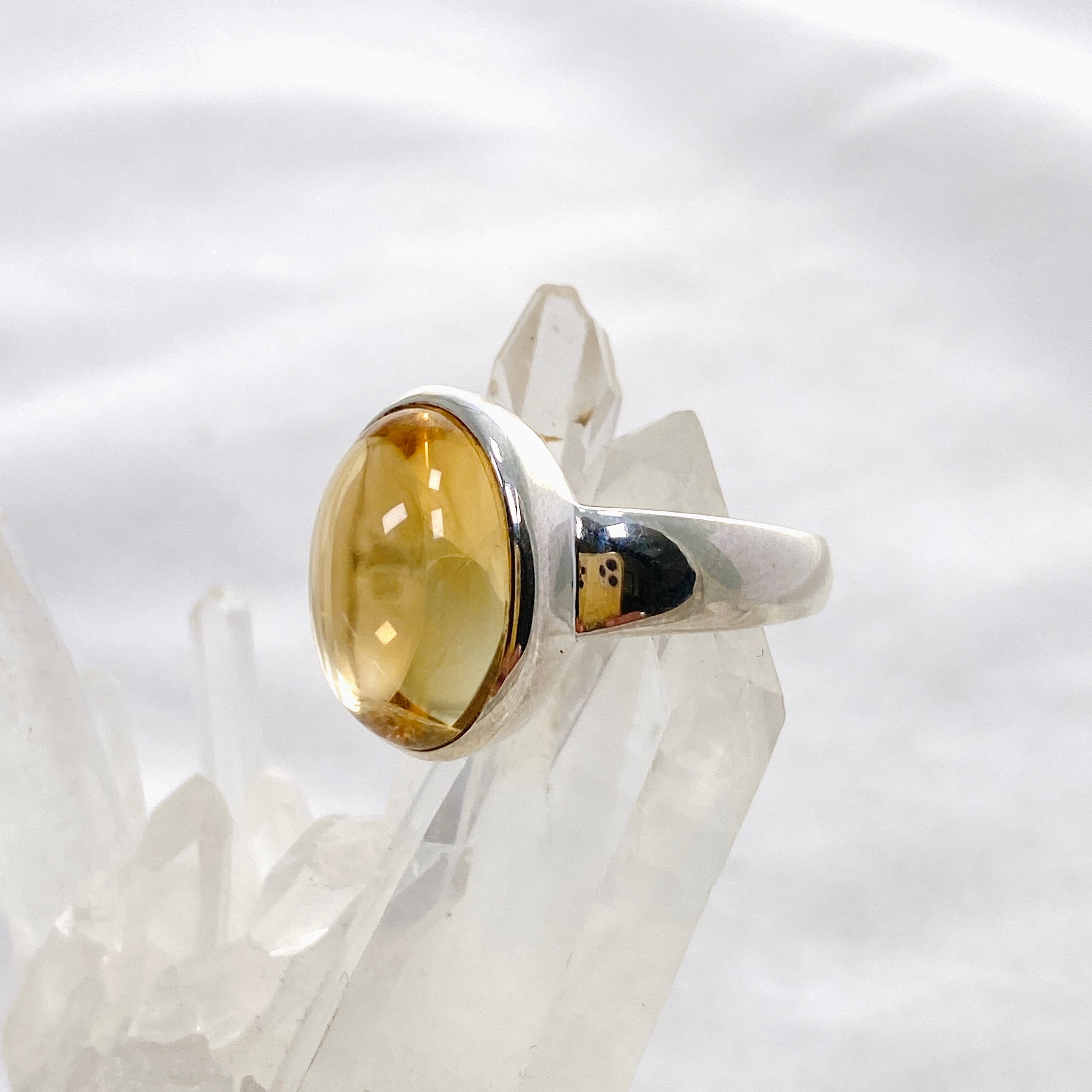 Natural Citrine Oval Cabochon Ring - Size 11 Sterling Silver Jewelry PRGJ611 | Perfect for Everyday Wear, Gift Giving & Special Occasions
