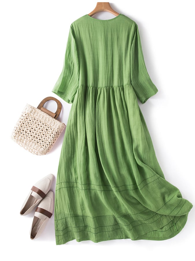 Lovevop Women's Cotton Linen Blend Double Layer Lined Casual Summer Dress - Perfect for Beach Vacations, Brunch Dates & Everyday Wear