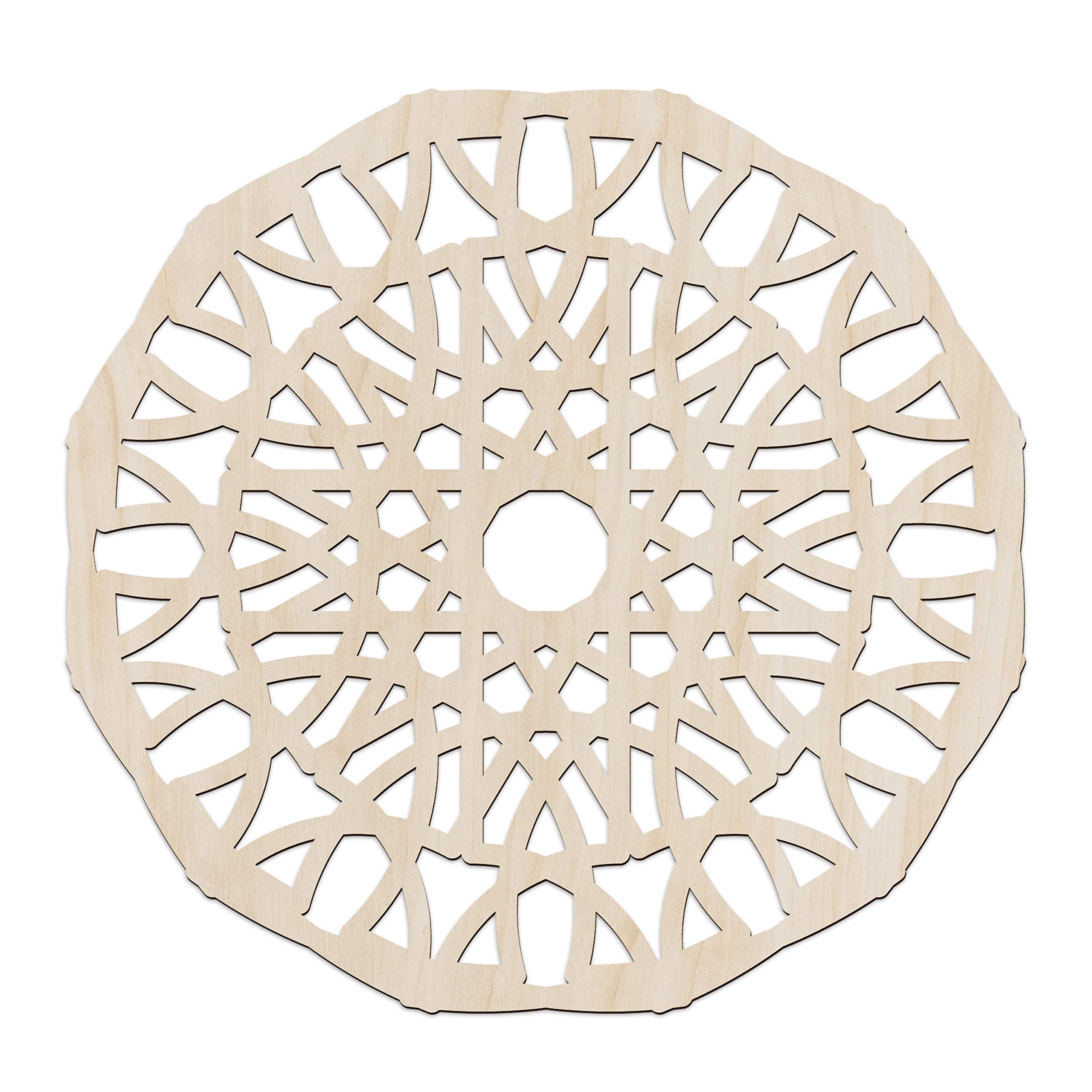 Ambesonne Mandala Wooden Wall Art - Sun Look Mesh Design Trellis Medallion - Handcrafted Birch Plywood Rustic Decor - 11.4