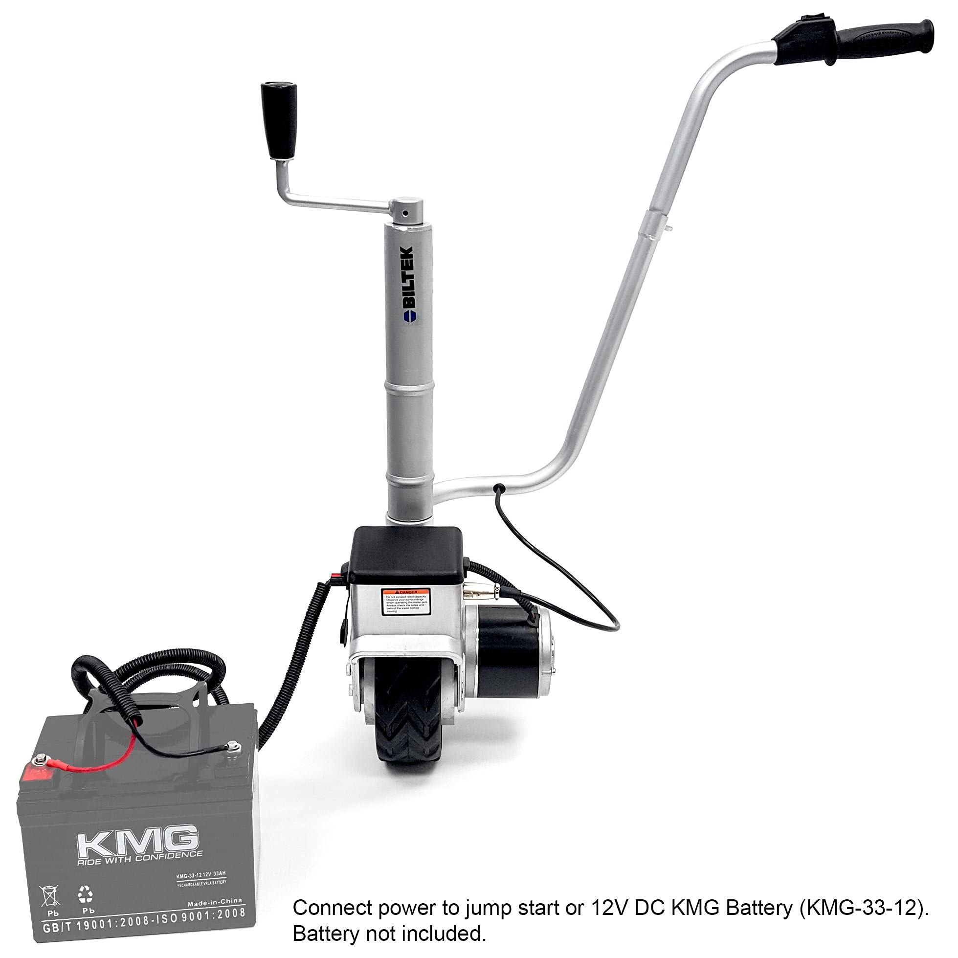 350W 12V Electric Trailer Jack - Heavy Duty 2500Lbs Capacity Trailer Mover with Lock & Key for Utility Trailers, Campers, Caravans & Boats - Easy Maneuvering for Parking & Storage