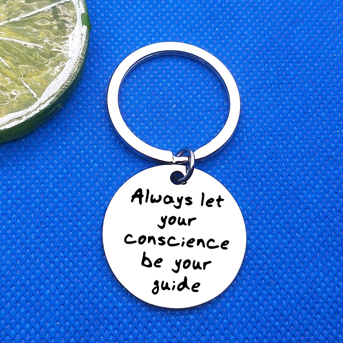 Jiminy Cricket Quote Keychain - Motivational Gifts for Women & Men - Inspirational Encouragement Gifts for Christmas, Thanksgiving - 'Always Let Your Conscience Be Your Guide' - Perfect for Daily Reminder, Office Decor, Backpack Accessory & Thoughtful Present