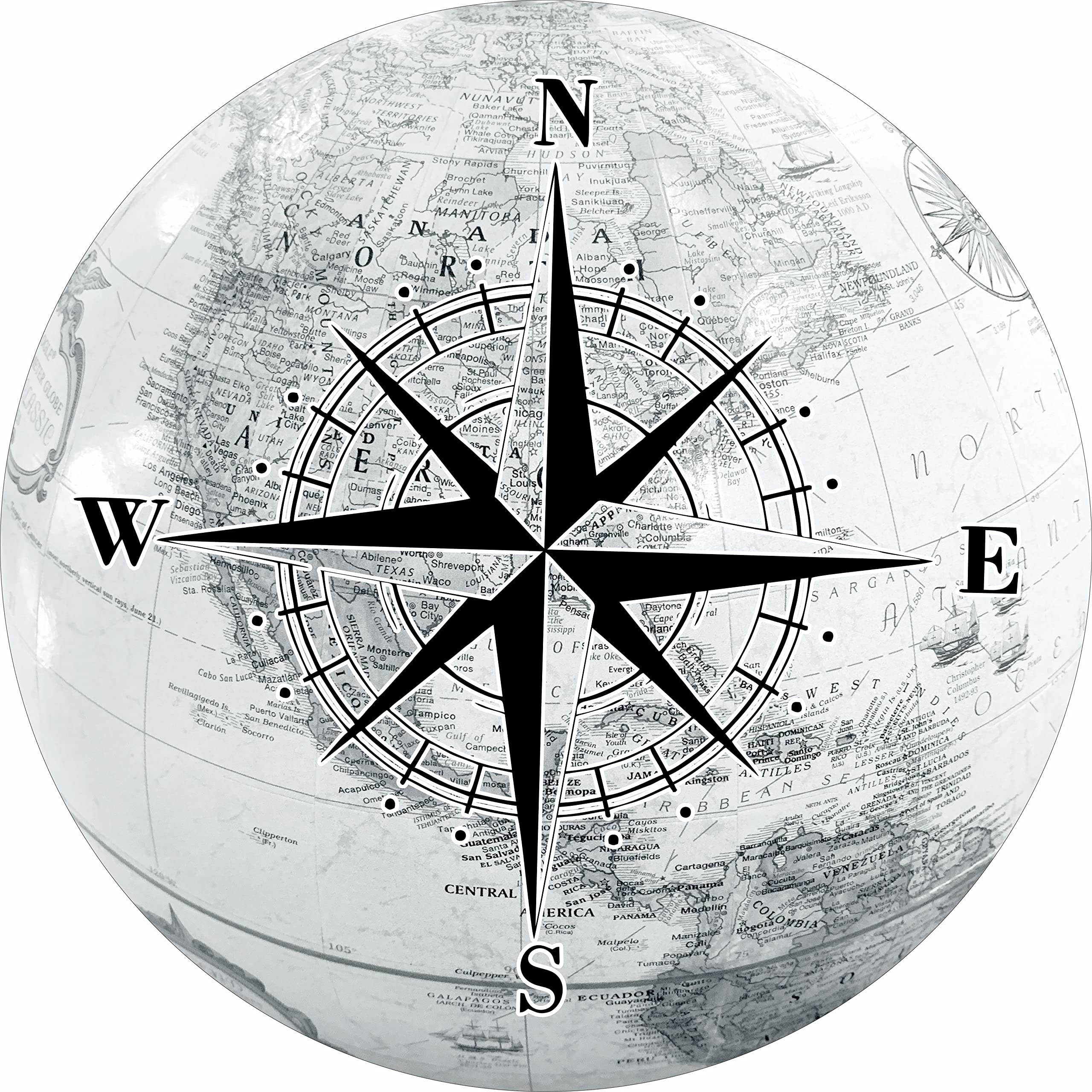 North America Spare Tire Wheel Cover for RV Camper - Universal Fit All Spare Tire Sizes (Check Drop Down) - Durable Compass Earth Globe Design for Outdoor Adventures & Road Trips