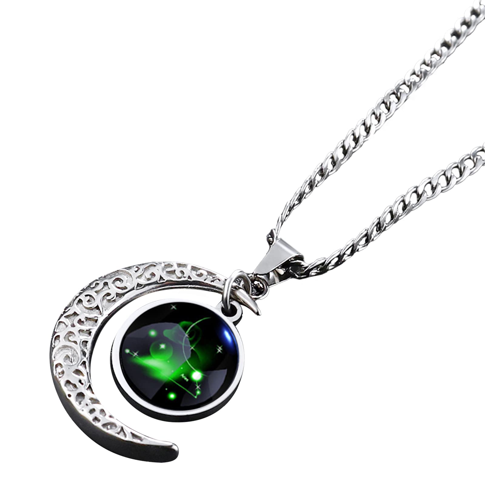 12 Constellation Moon Necklace for Women & Men - Zodiac Pendant Jewelry Gift for Her/Him - Perfect Birthday, Anniversary & Valentine's Day Present - Ideal for Astrology Lovers & Spiritual Wear