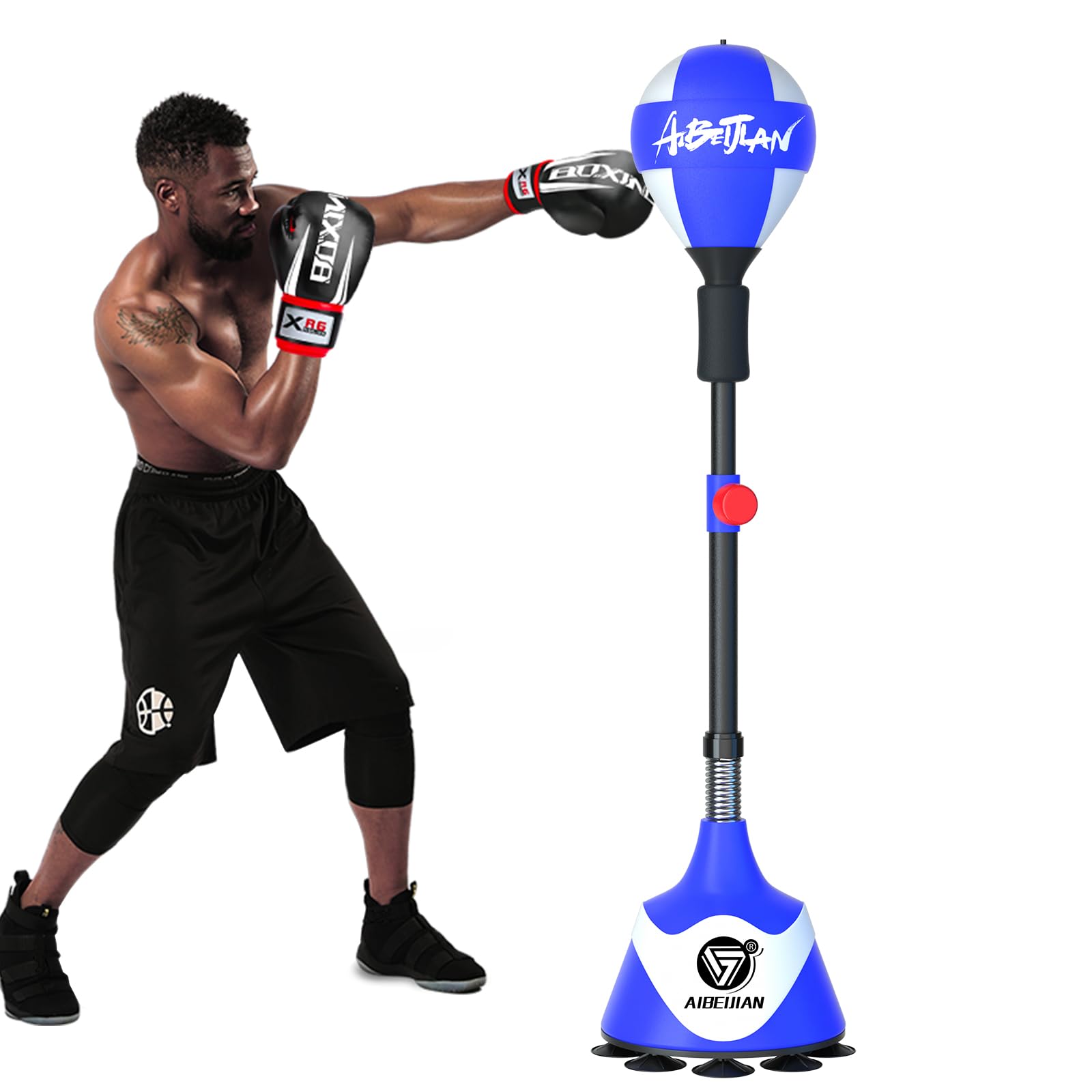 Freestanding Reflex Boxing Bag with Stand - Adjustable Height Punching Bag for Adults & Kids - Speed Punching Ball for Home Gym & Training - Perfect for Boxing, MMA, Fitness & Cardio Workouts