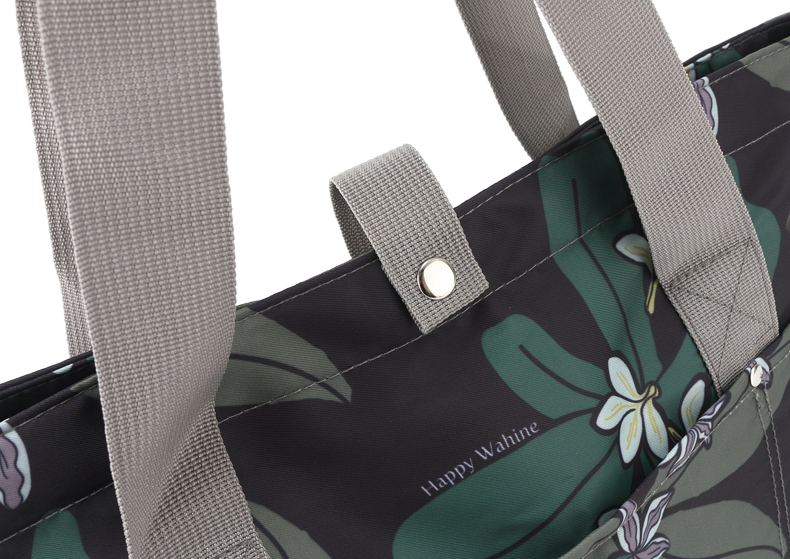 Compact Tote Bag in Jade Naupaka Grey - Stylish & Lightweight for Work, Travel & Everyday Use