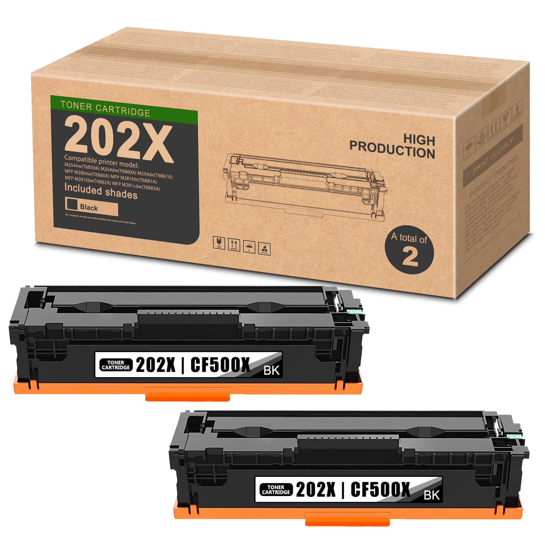 WWER 2-Black 202X | CF500X Compatible Toner Cartridge Replacement for HP M281fdw, M281cdw, M254nw, M254dw, M254dn, M280nw, M281fdn Printers | High-Quality Printer Toner for Home & Office Use - Sold by ZEDZSWGS ZE-202X|CF500X-2BK