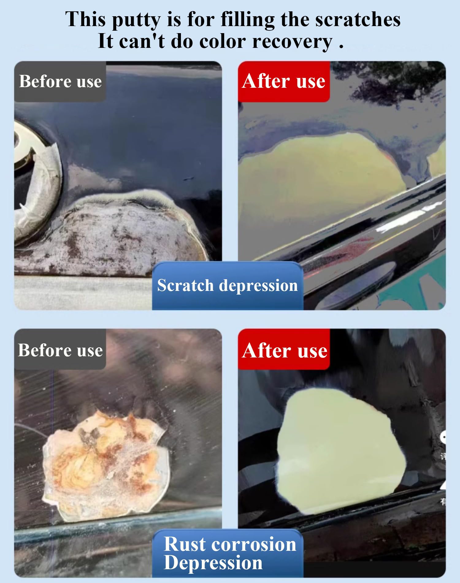 4 in 1 Car Scratch Repair Kit - Automotive Body Putty, Scratch Filler & Paint Pen for Deep Scratches & Dents | Easy DIY Car Scratch Remover | Durable Car Paint Repair for Sedans, SUVs & Trucks | Perfect for Parking Lot Scratches, Door Dings & Minor Collision Damage