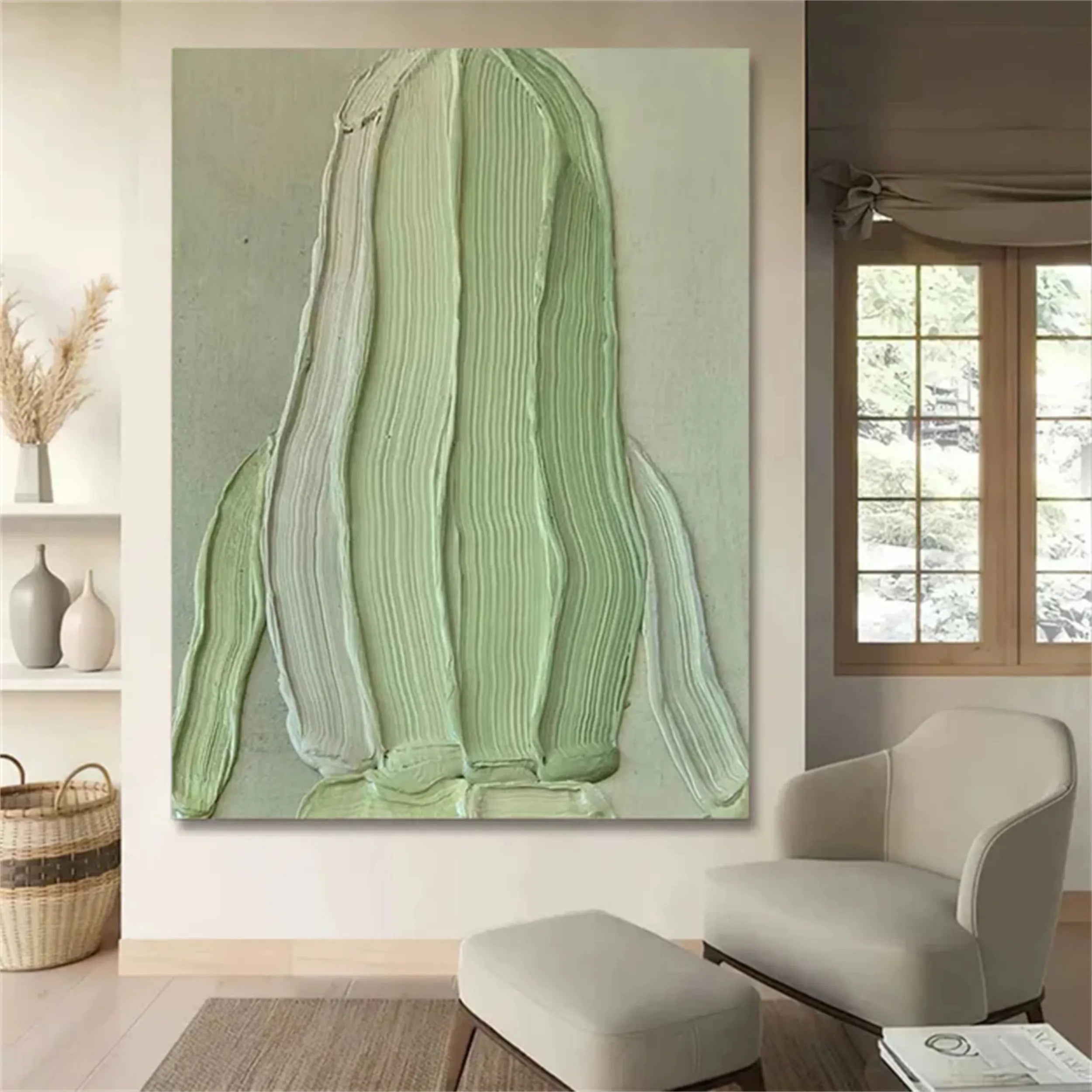 Blue & Green Abstract Wall Art Canvas Print #BG067 - Modern Home Decor for Living Room, Bedroom & Office