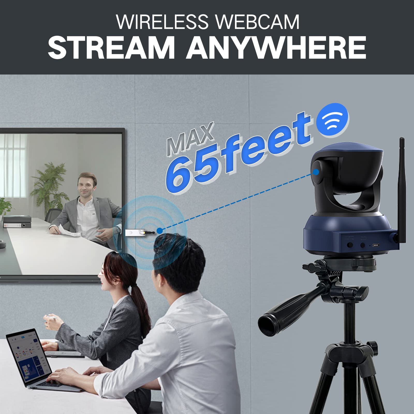1080P HD Wireless Webcam for PC, Mac, Laptop & MacBook - Plug & Play USB Camera with Adjustable Angle, Tripod Stand - Perfect for Zoom, Skype, Teams Video Calls, Live Streaming & Online Meetings