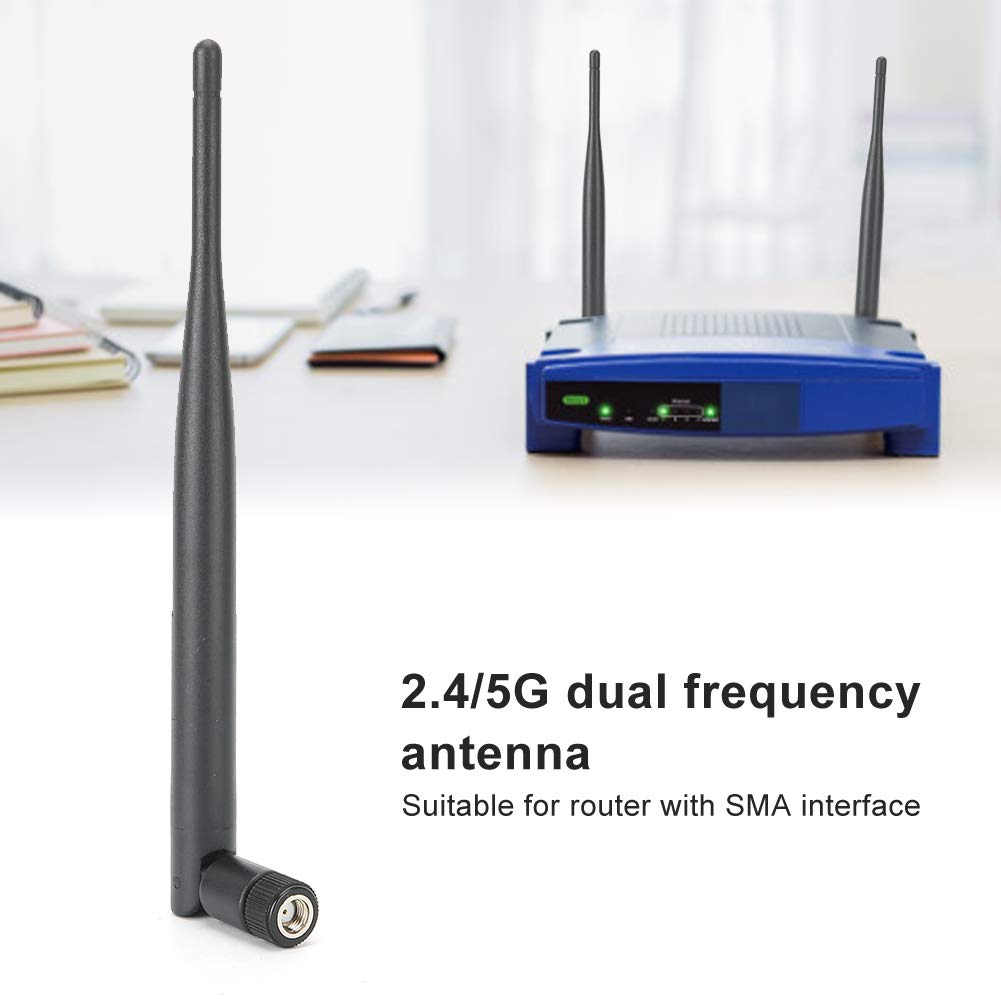 2 Pack 6DB High Gain Dual Band 2.4GHz/5GHz WiFi Antenna with SMA Connector - Universal Wireless Router Antenna for Enhanced Home & Office Network Coverage