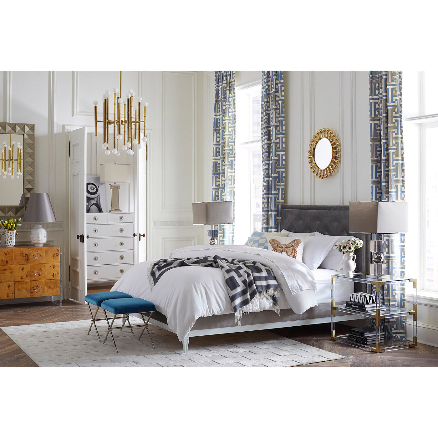 Lampert Queen Size Bed Frame - Modern Upholstered Platform Bed with Wooden Slats - Perfect for Bedroom, Guest Room & Master Suite