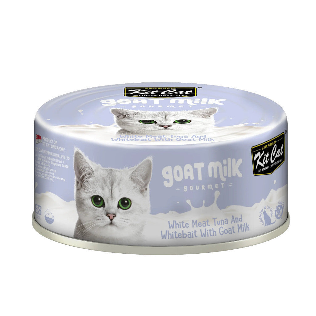 Premium Kit Cat Goat Milk Gourmet Wet Cat Food - 70g Can (12 Delicious Flavors) | High-Protein Meal for Adult & Senior Cats | Indoor & Outdoor Feline Nutrition