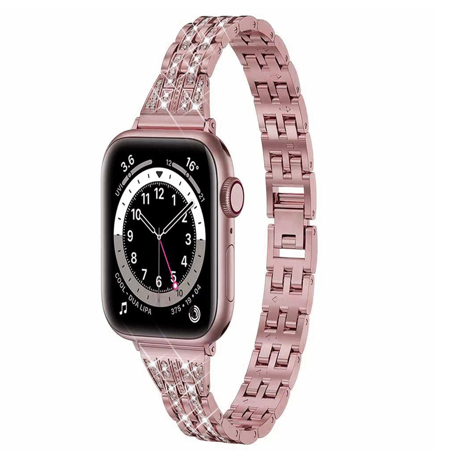 Elegant Stainless Steel Women's Watch Band Compatible with Apple Watch 38mm 40mm 41mm 42mm 44mm 45mm - Slim Rhinestone Strap for Apple Watch Series 7/6/SE/5/4/3/2/1 - Perfect for Work, Parties & Everyday Wear