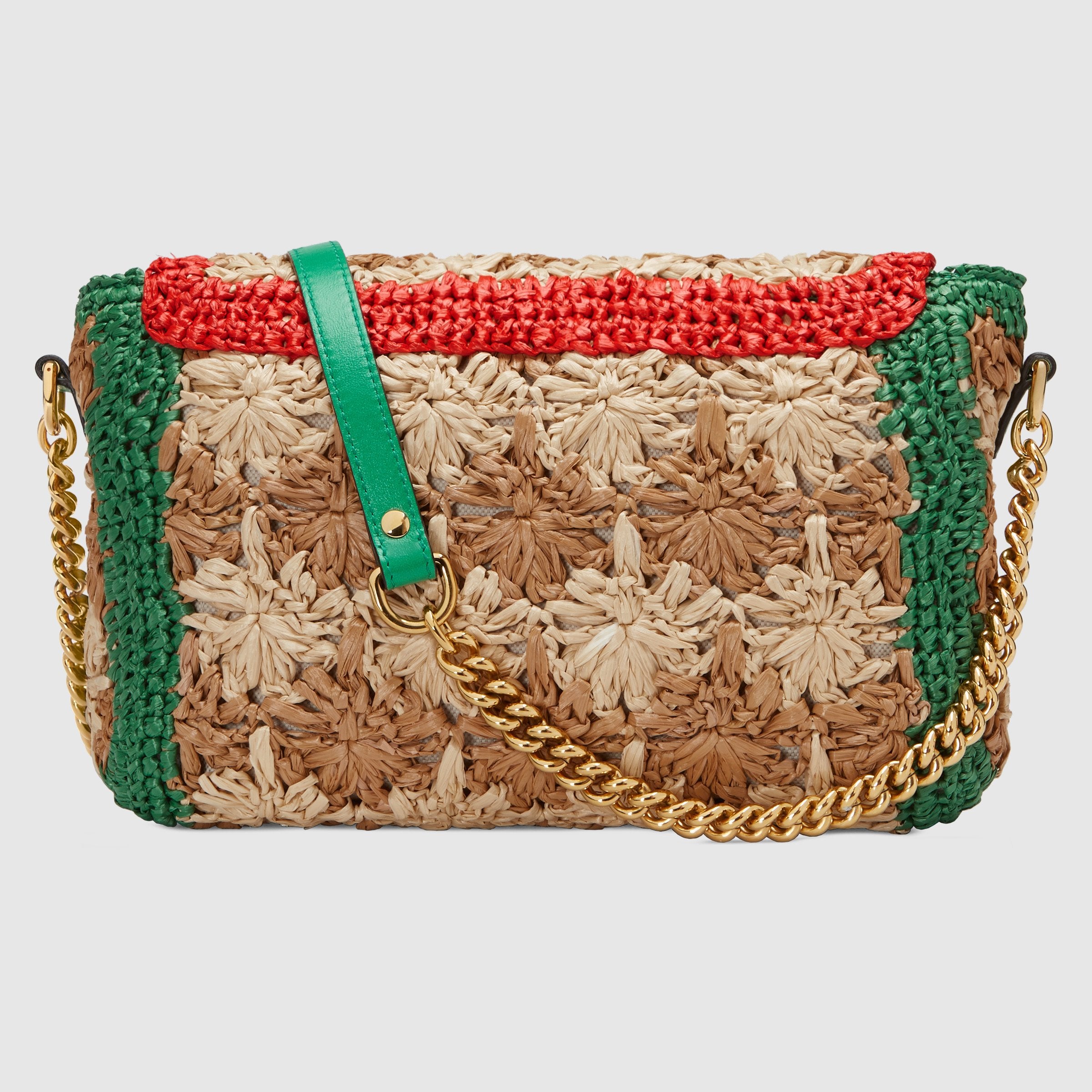 Gucci Marmont Raffia Small Shoulder Bag in Red & Green - Perfect for Summer Outings, Beach Vacations, and Casual Chic Style