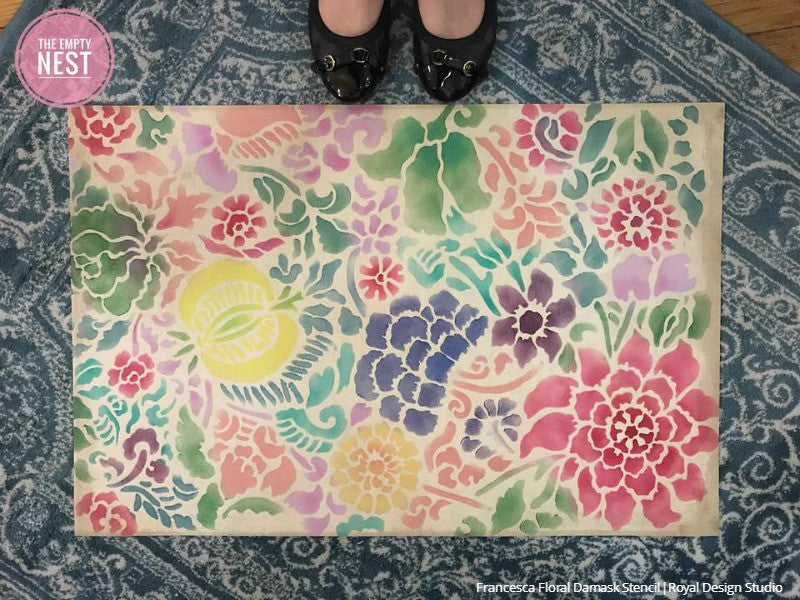 Francesca Floral Damask Furniture Stencil - Reusable DIY Painting Template for Wood, Walls & Fabric - Perfect for Home Decor, Crafts & Upcycling Projects