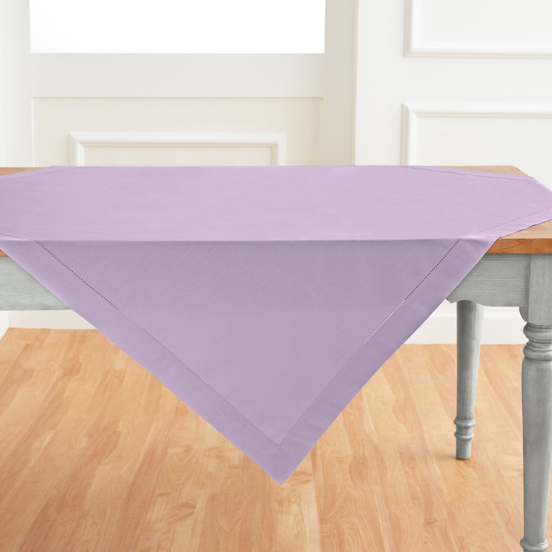 Premium Cotton Linen Hemstitch Table Throw - Elegant Decorative Table Runner for Dining Room, Wedding, Party & Home Decor