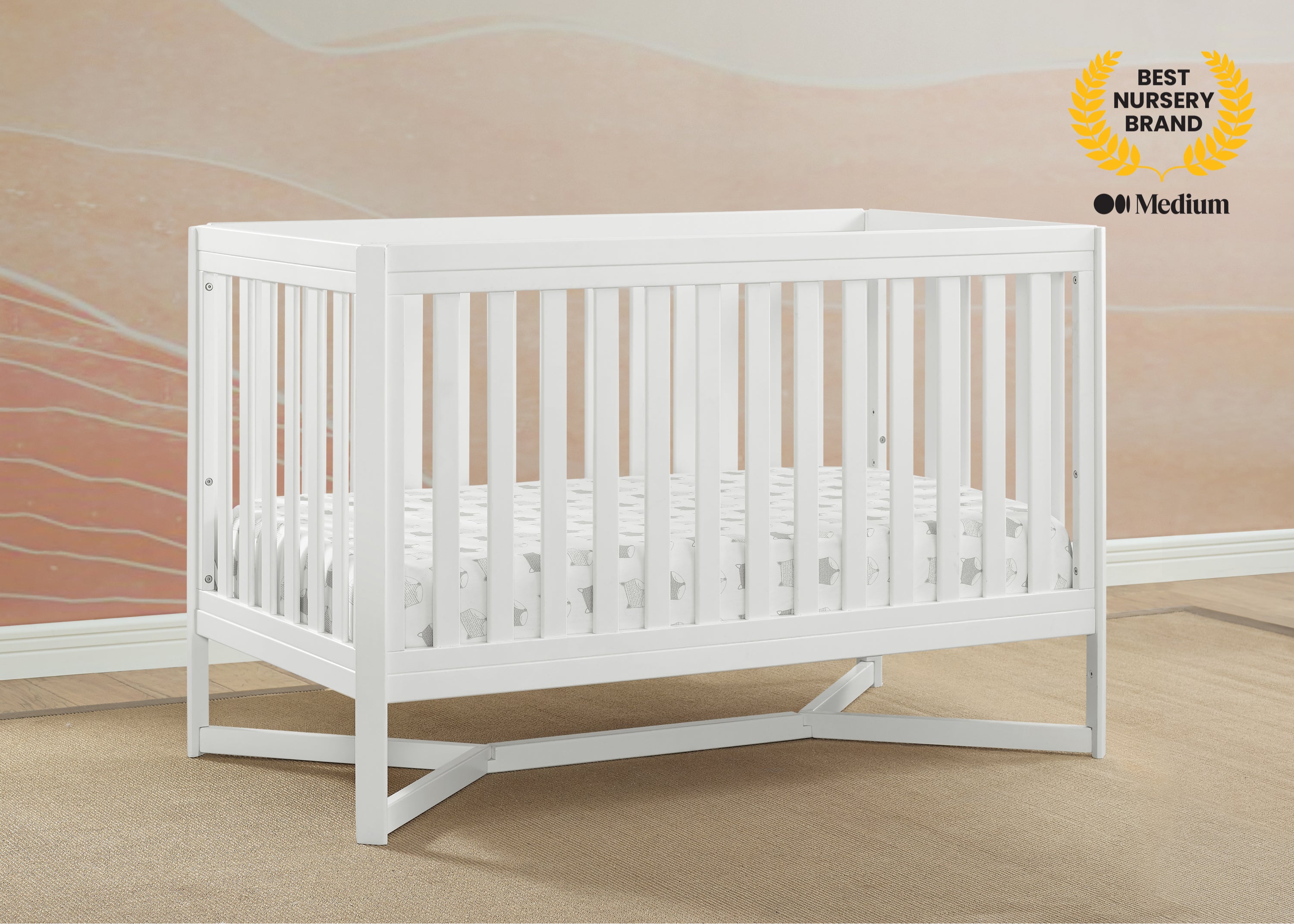 Tribeca 4-in-1 Convertible Baby Crib - White Nursery Furniture for Newborn to Toddler Bed - Perfect for Modern Nursery Rooms & Daycare Centers