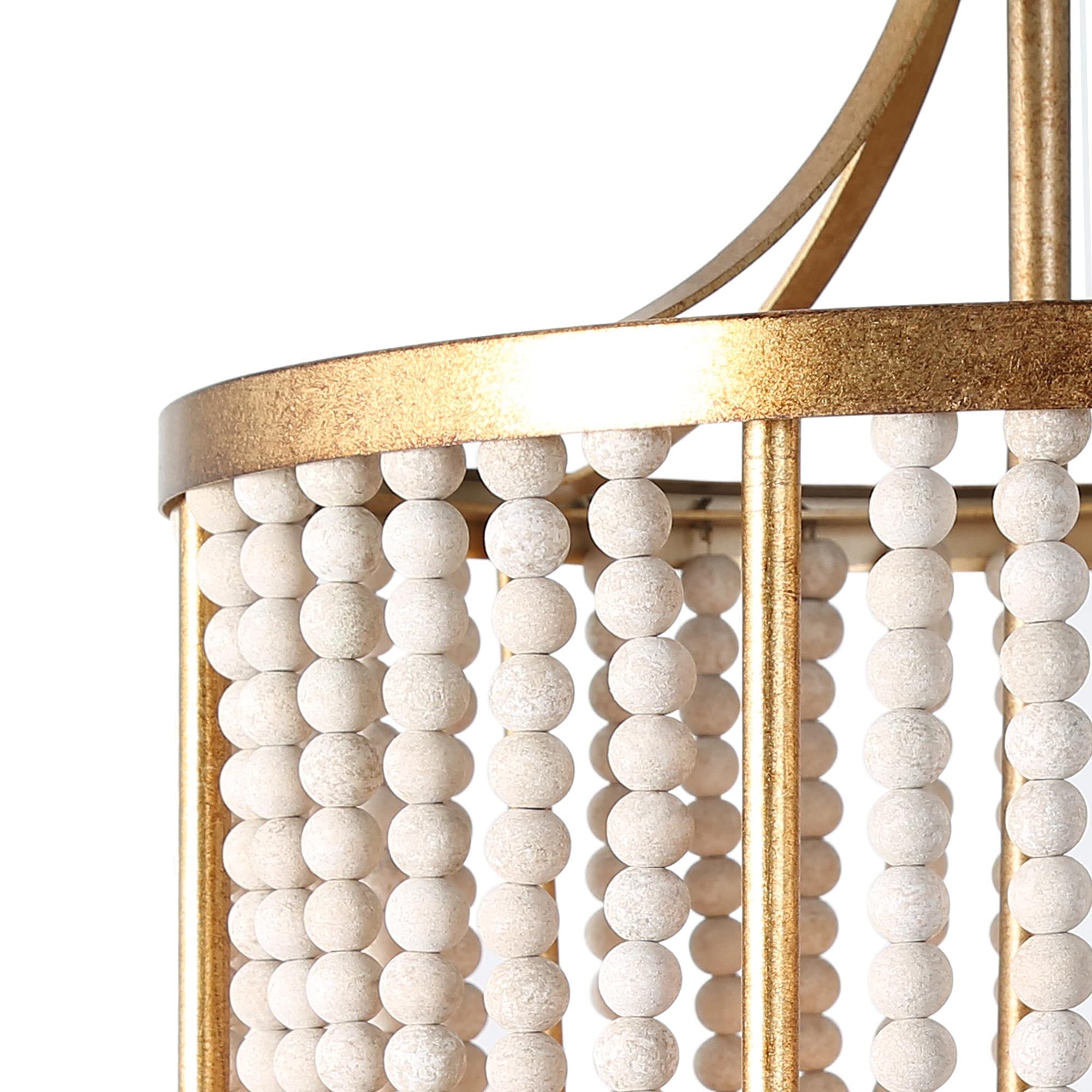3-Light Beaded Chandelier Boho Pendant Light Fixture - 12.5