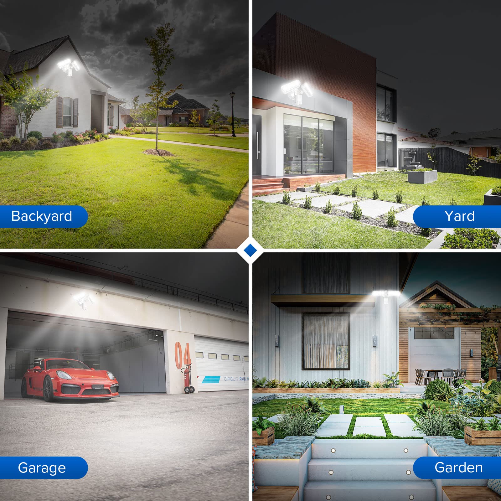 SANSI 36W LED Motion Sensor Outdoor Security Light - Hardwired Flood Light with Dusk to Dawn 3600LM Super Bright - 350W Equivalent 5000K Daylight White IP65 Waterproof - Perfect for Yard, Garage, Driveway & Backyard Safety Lighting