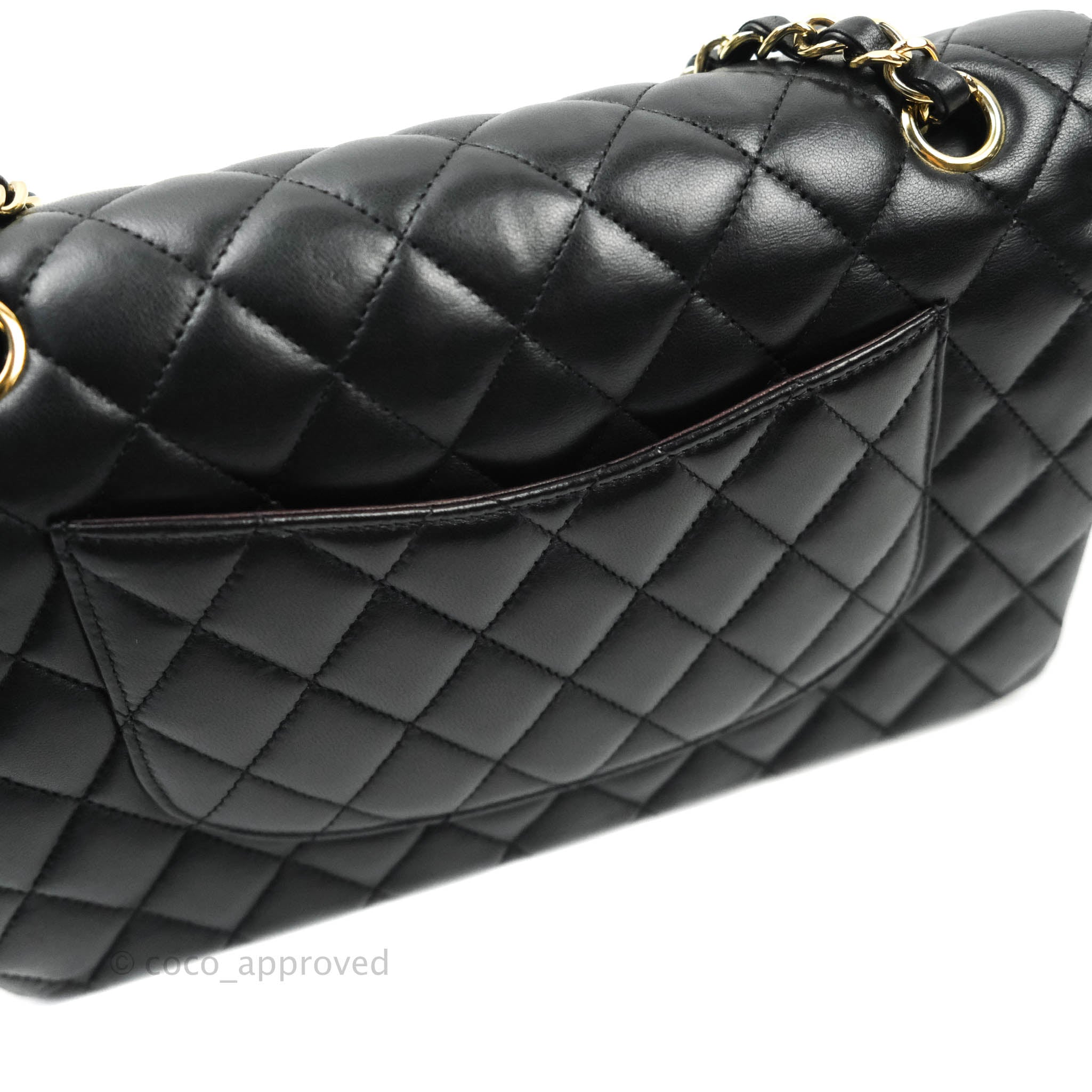 Chanel Classic Medium Double Flap Bag Black Lambskin Leather with Gold Hardware - Luxury Handbag for Women, Perfect for Evening Events & Special Occasions