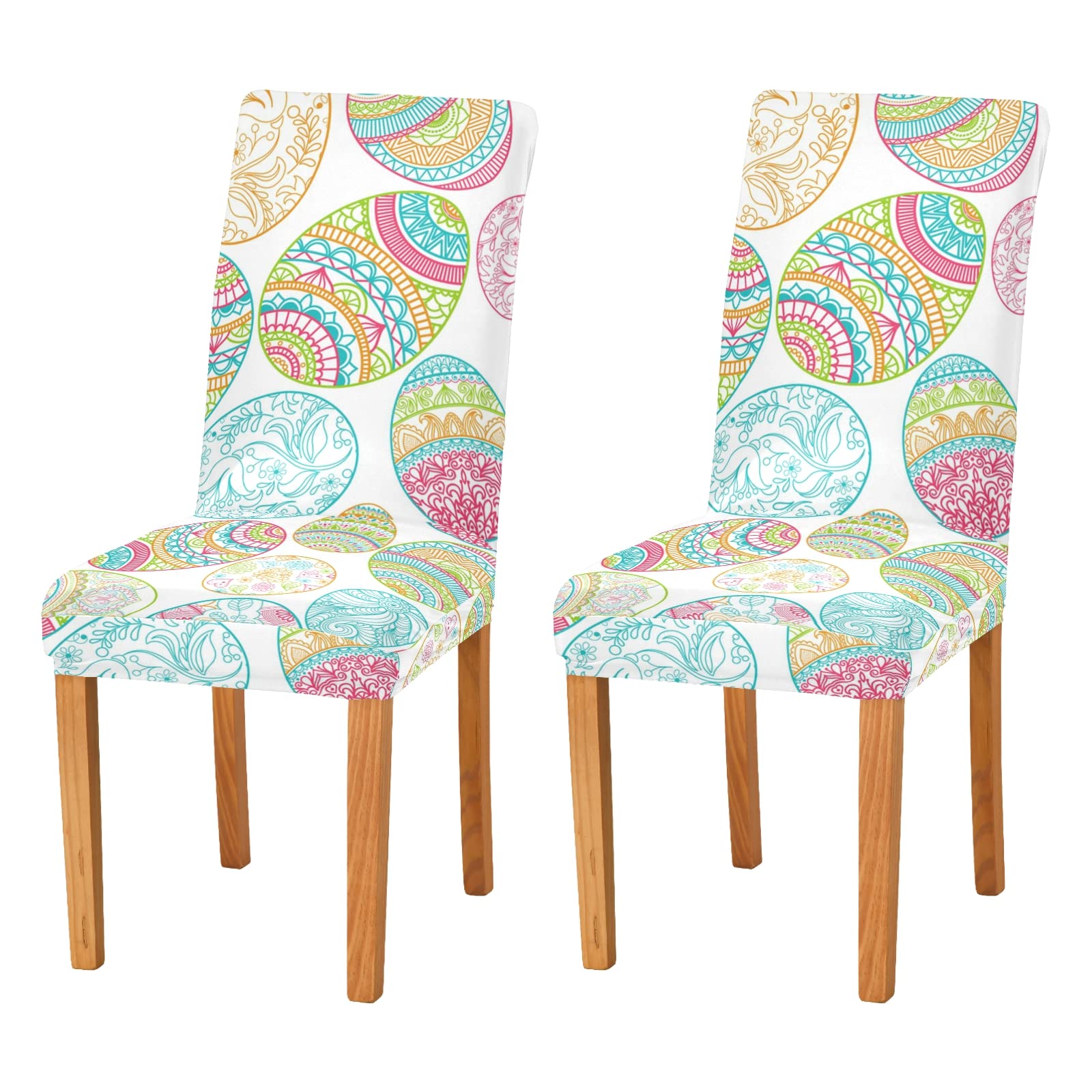 Stretch Spandex Dining Room Chair Covers Set of 4 - Washable Elastic Slipcovers for Kitchen, Living Room & Office Chairs - Perfect for Easter, Thanksgiving & Holiday Decorations