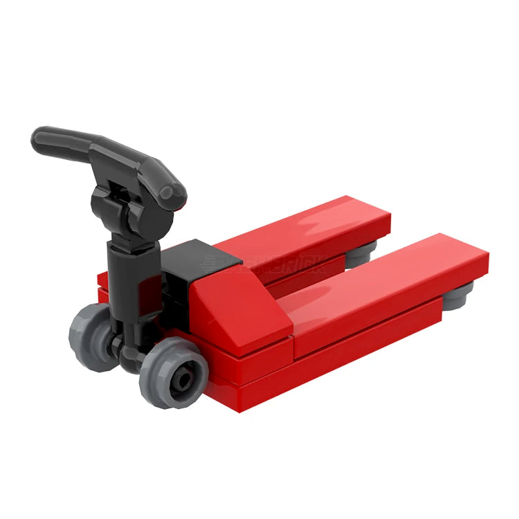 LEGO Pallet Jack Toy - Red MiniMOC Wheeled Pallet Trolley for Construction Play, Warehouse Pretend Play & STEM Learning