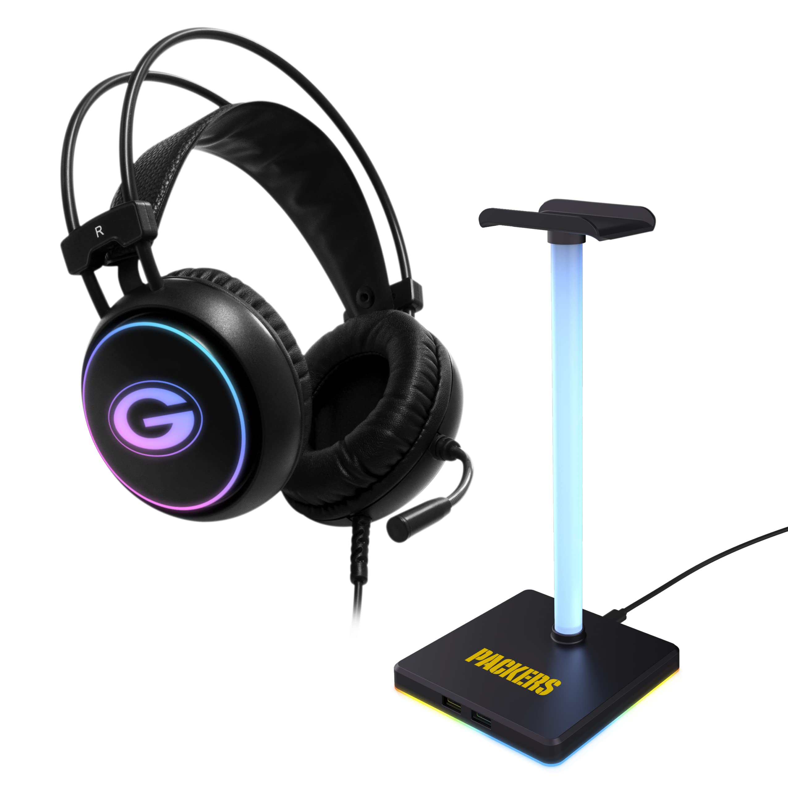 SOAR NFL LED Gaming Headset with Stand - Wireless Bluetooth Headphones with Microphone for PC/PS5/Xbox - Perfect for Gaming, Streaming & Sports Fans