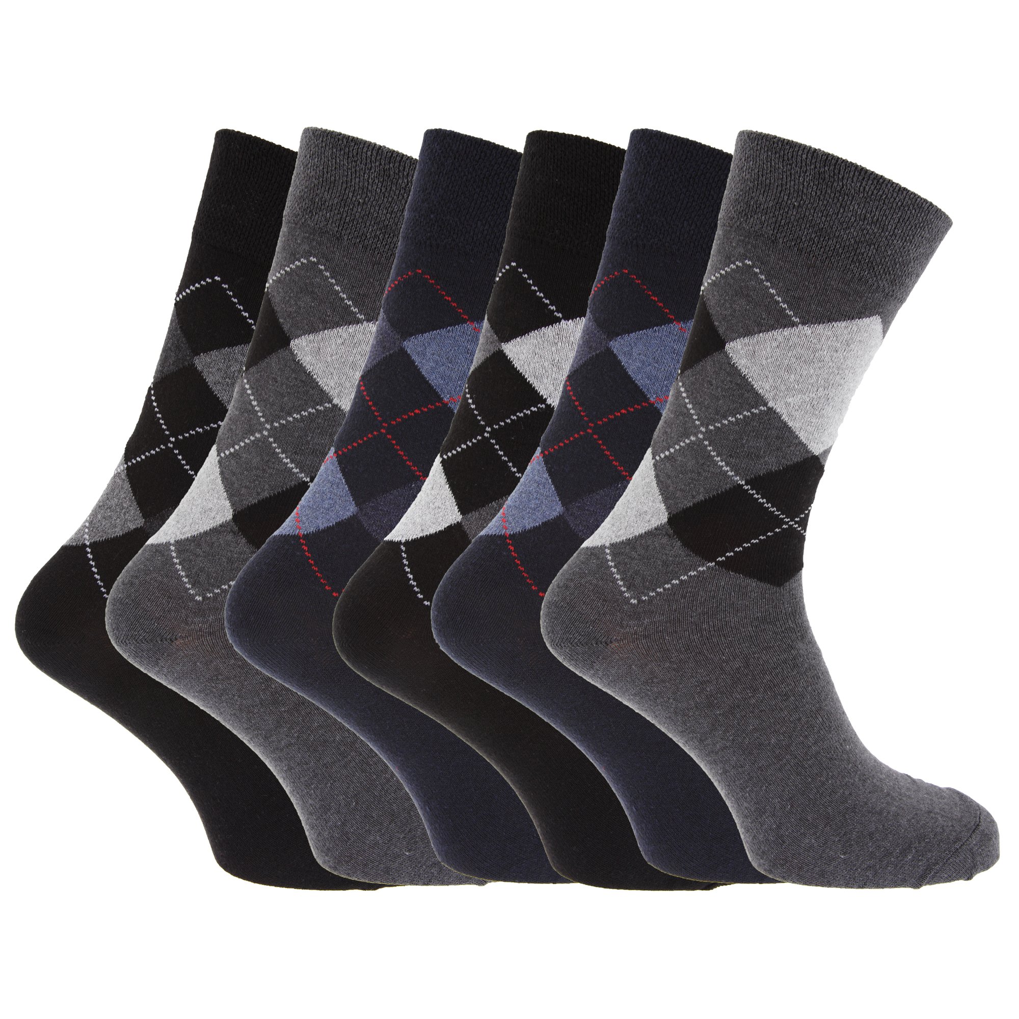 Men's Argyle Cotton Blend Socks 6-Pack - Comfortable Dress & Casual Socks for Work, Office & Everyday Wear