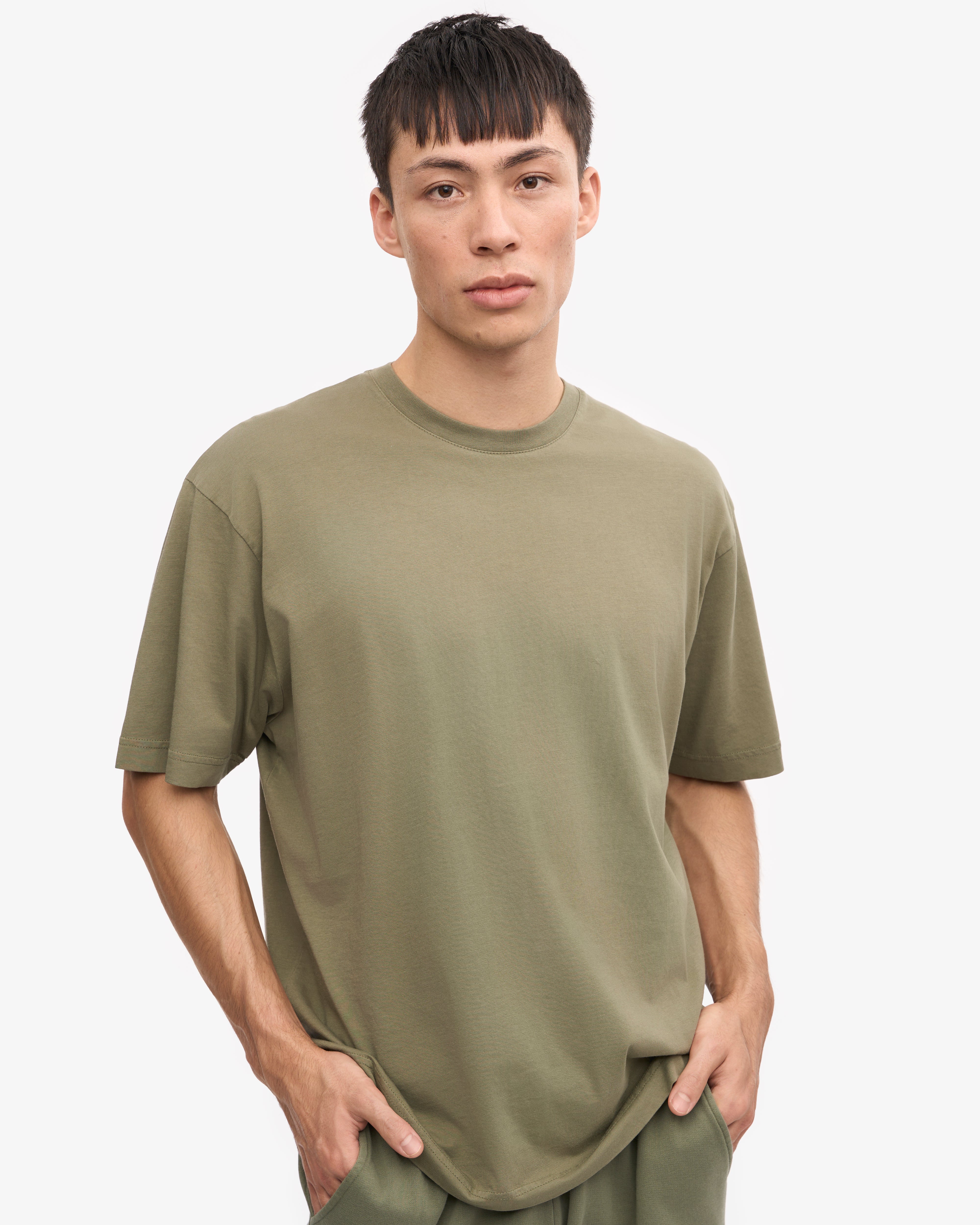 Organic Oversized T-Shirt for Women - Soft Cotton Comfort Fit - Dusty Olive Green - Perfect for Casual Wear, Loungewear & Street Style
