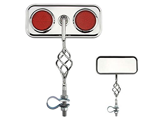 Two Cage Rectangle Mirrors Red Reflectors - Set of 2 Bike Mirrors for Enhanced Safety & Visibility | Perfect for Road Bikes, Mountain Bikes & Commuting