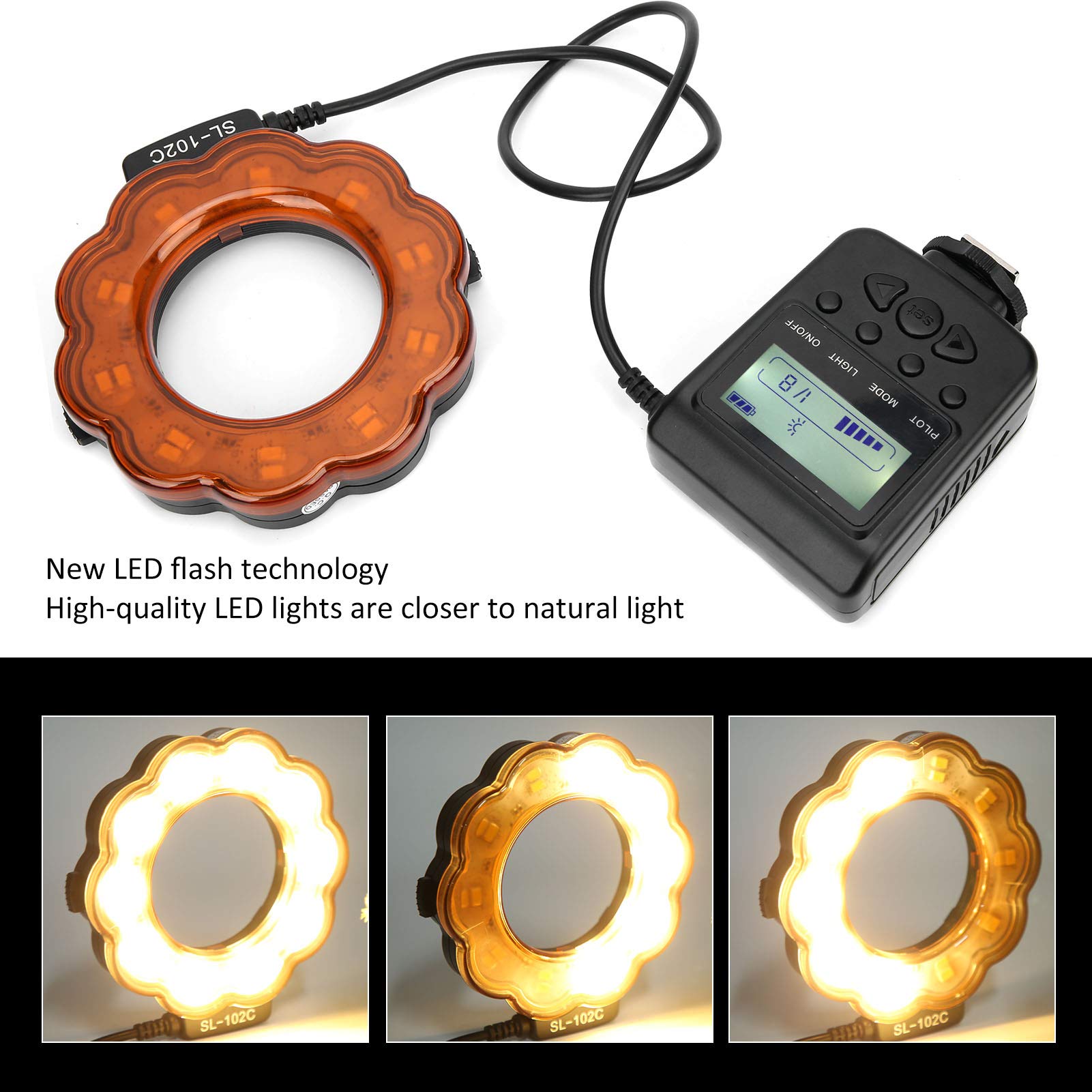 VBESTLIFE Professional LED Ring Flash for DSLR Cameras - 40.5/52/55/58/62/67/72/77mm Adapter Rings Included - Perfect for Portrait, Macro & Beauty Photography