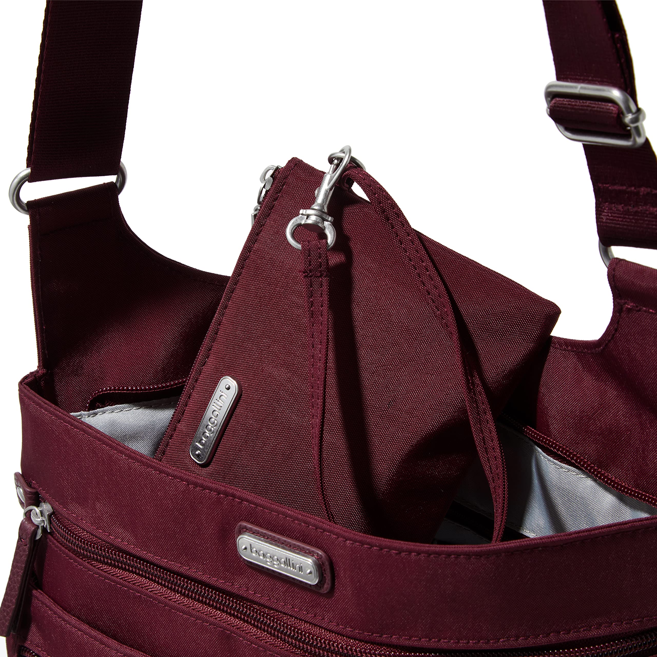 Baggallini On Track RFID Blocking Crossbody Bag with Phone Wristlet - Secure Travel Purse for Women, Everyday Essentials Organizer for Commuting, Shopping & City Adventures