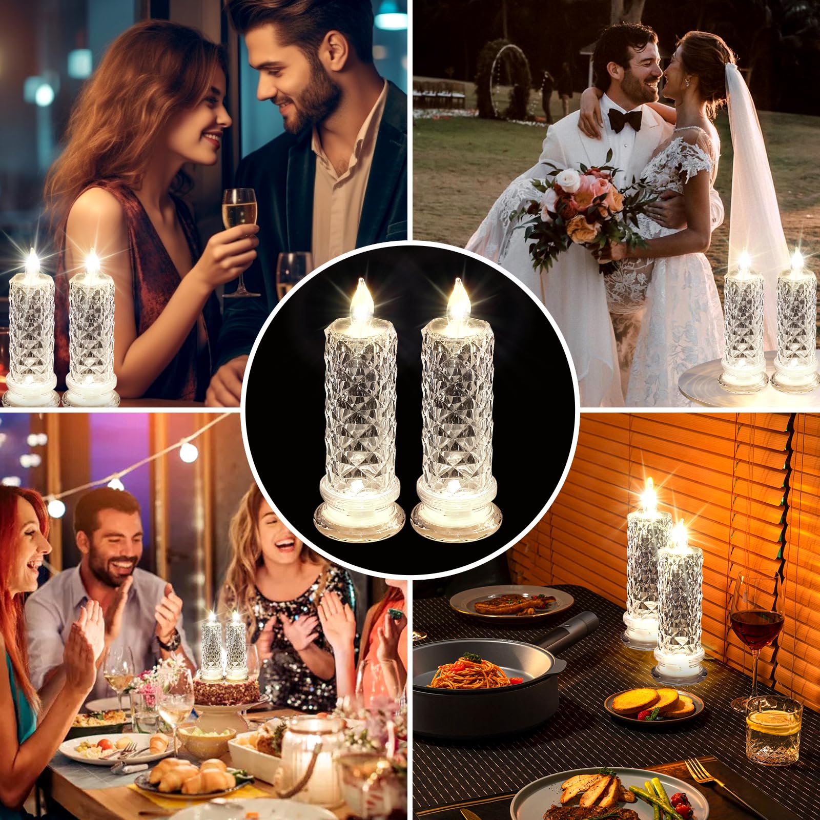 Haotao LED Candles [2 Pack] - Flameless Battery Operated Decorative Candles with Timer - Perfect for Home Decor, Weddings, Anniversaries, Romantic Dinners & Valentine's Day Gifts | Creates Cozy Ambiance for Parties, Proposals & Holiday Decorations