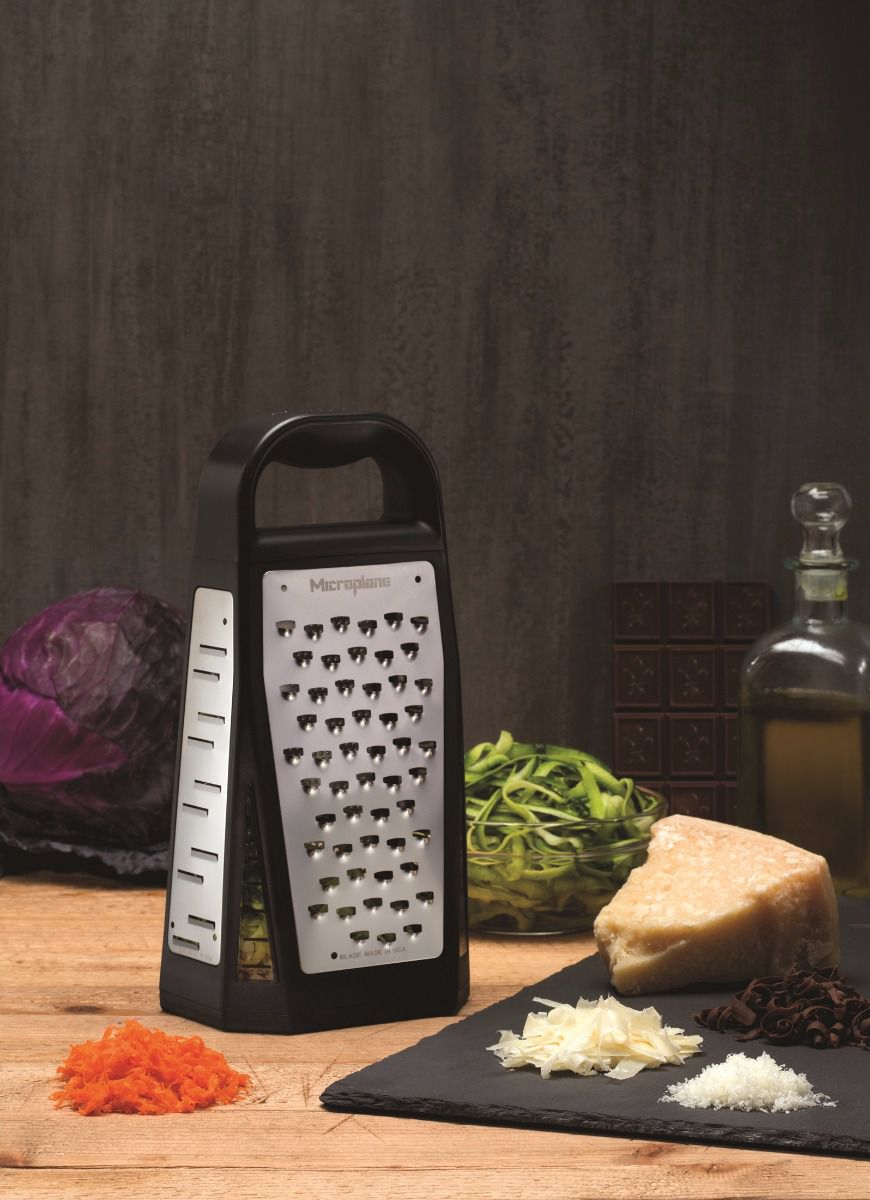 Microplane Elite Five Blade Four Sided Box Grater - Stainless Steel Kitchen Gadget for Cheese, Zesting, Grating Vegetables | Perfect for Cooking, Baking & Meal Prep