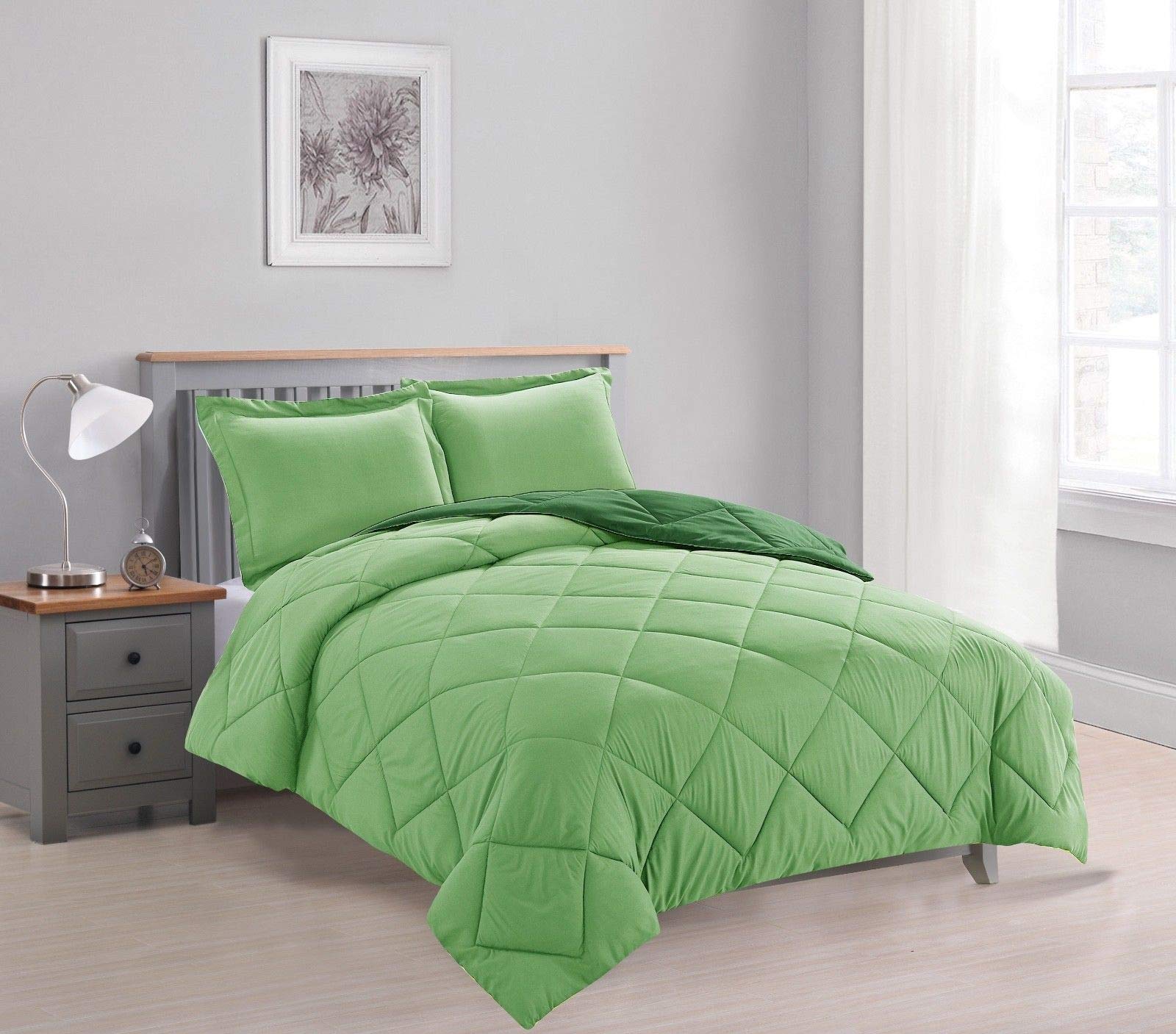 Empire Home 3-Piece Reversible Down Alternative Comforter Set - All Season Soft Bedding - Full Size (Sage Green/Hunter Green) for Cozy Bedroom & Guest Room Decor