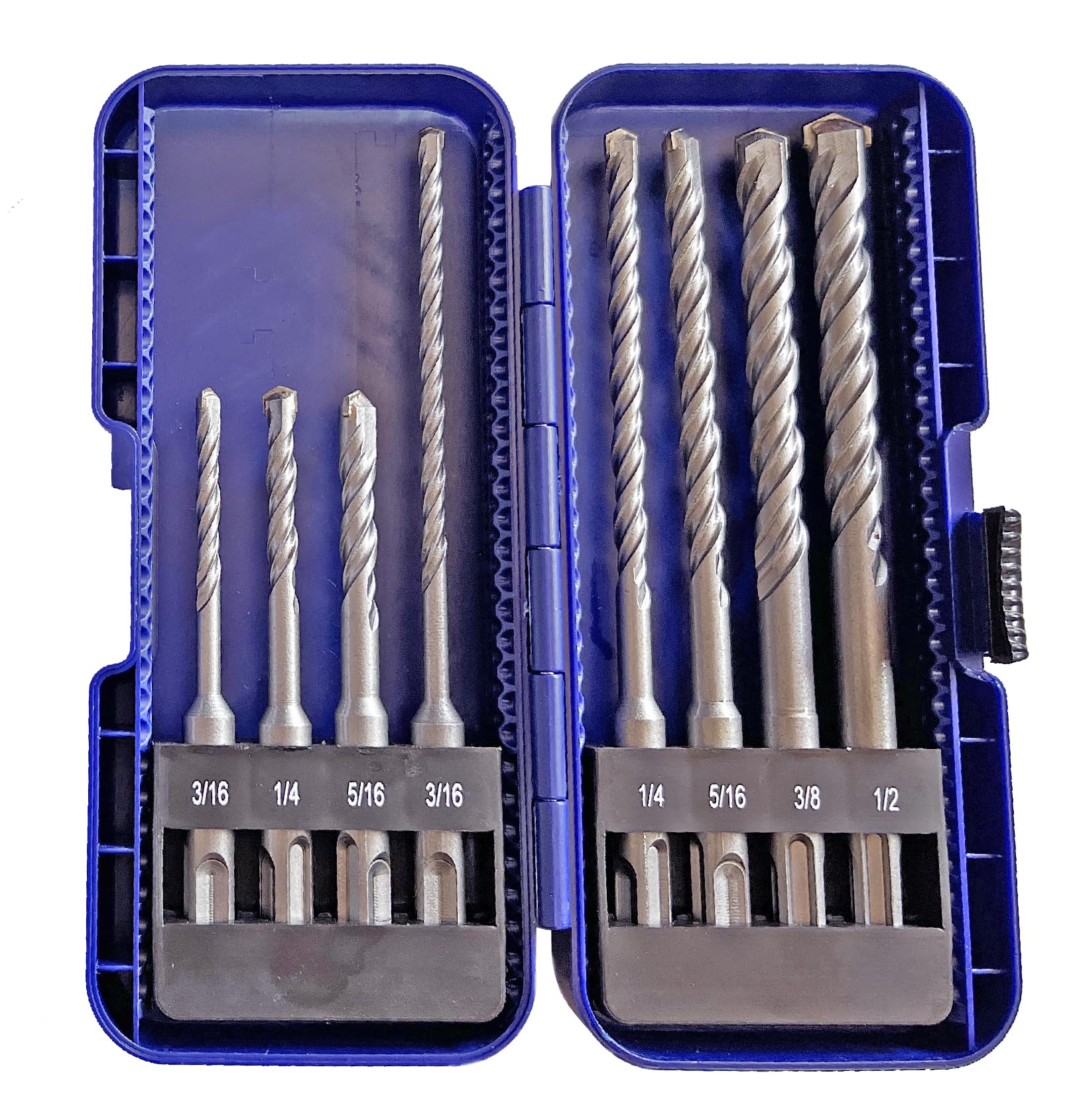 8Pcs SDS Plus Drill Bit Set for Concrete & Masonry - Heavy Duty Rotary Hammer Bits for Rock & Stone Drilling
