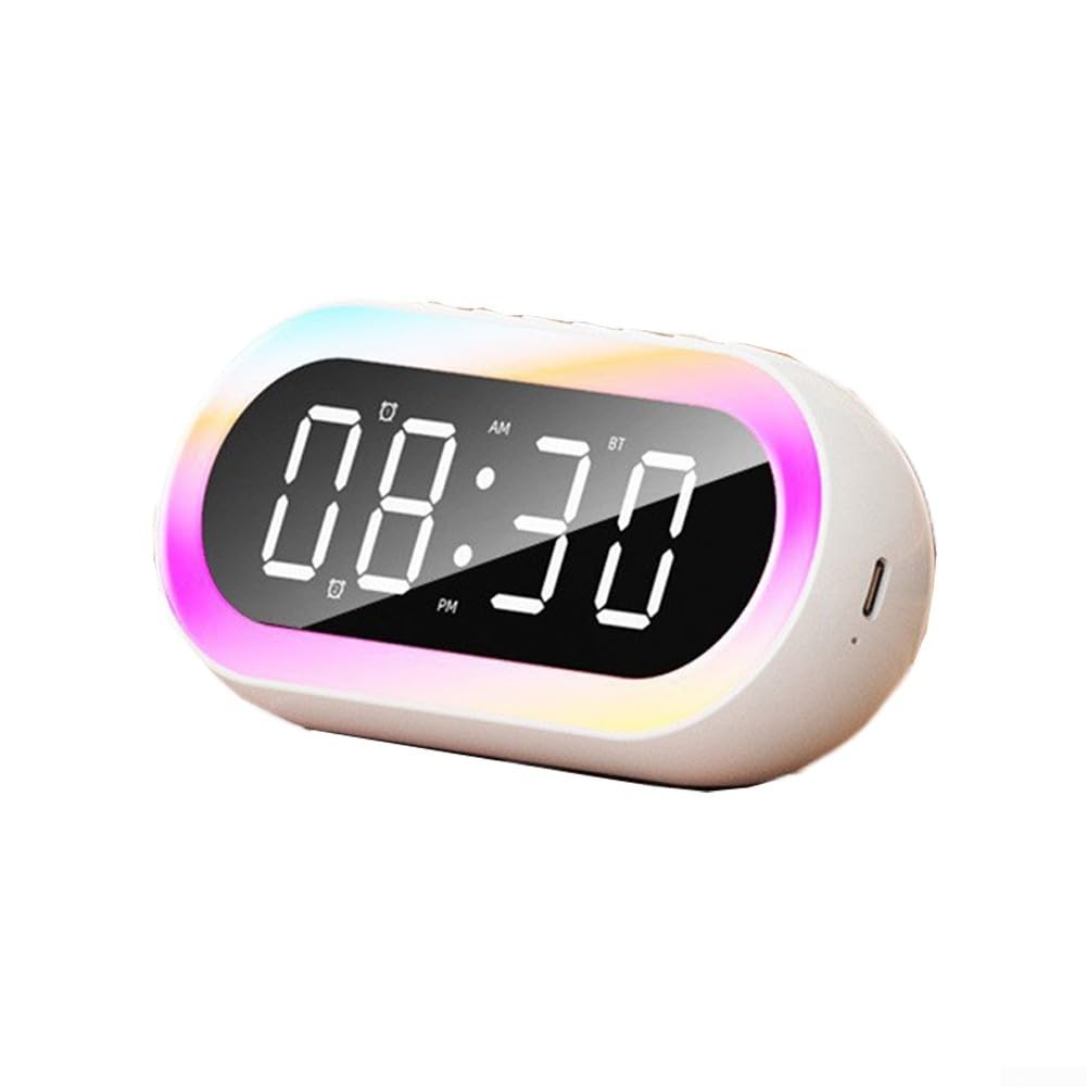 RGB Breathing Night Light Alarm Clock with Dual Alarms & USB Charging Port - Perfect for Bedroom, Home Office, and Travel (Black)